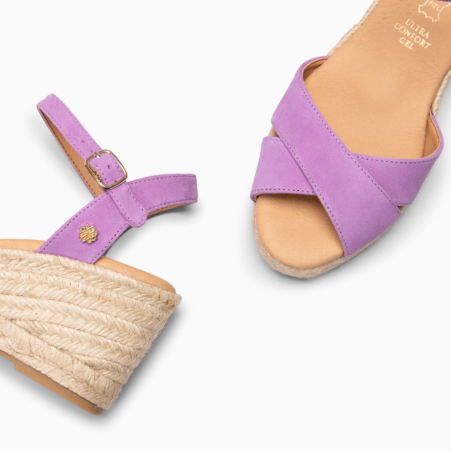 CALPE - Espadrilles à talon en daim MAUVE