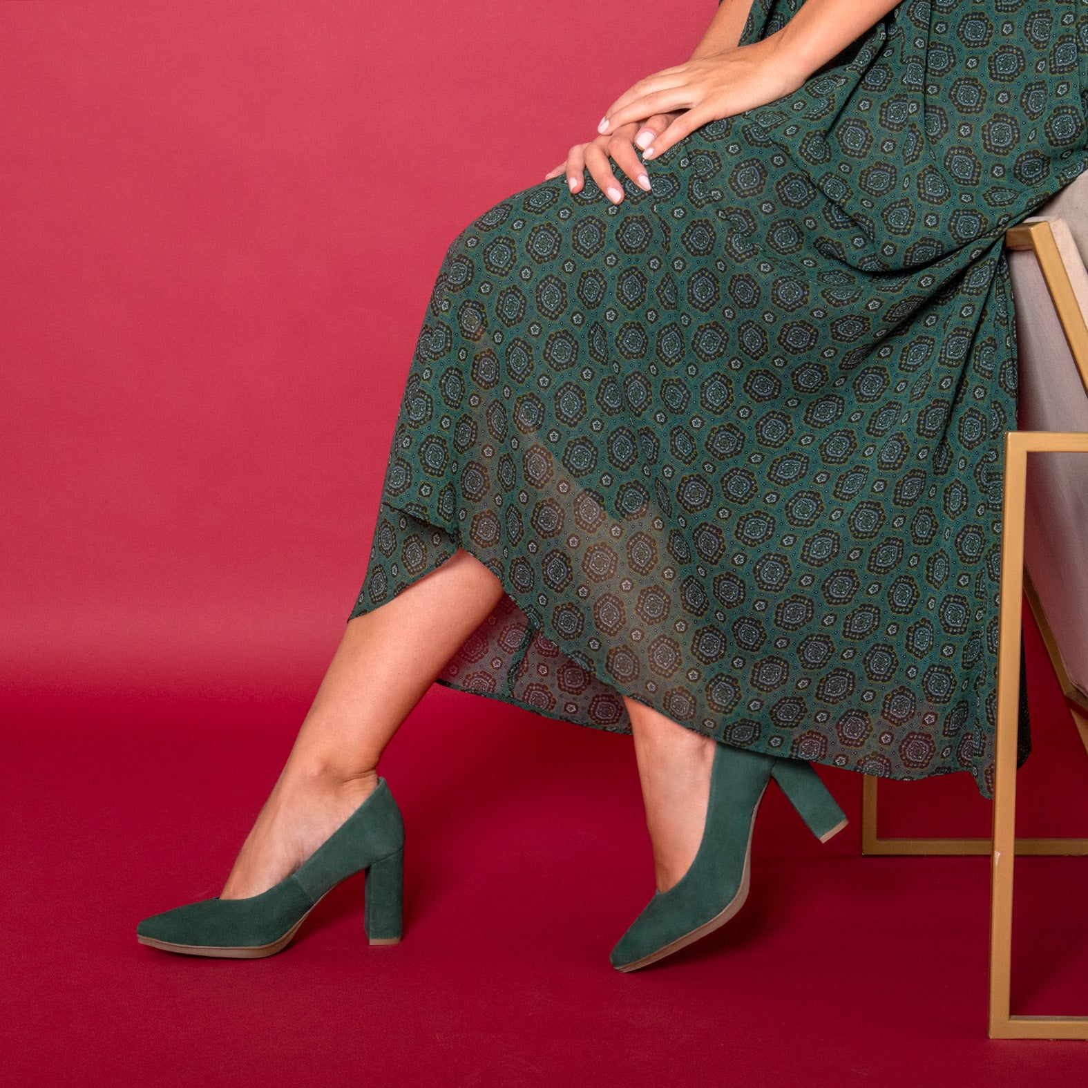 URBAN - Zapatos de tacón alto de ante VERDE