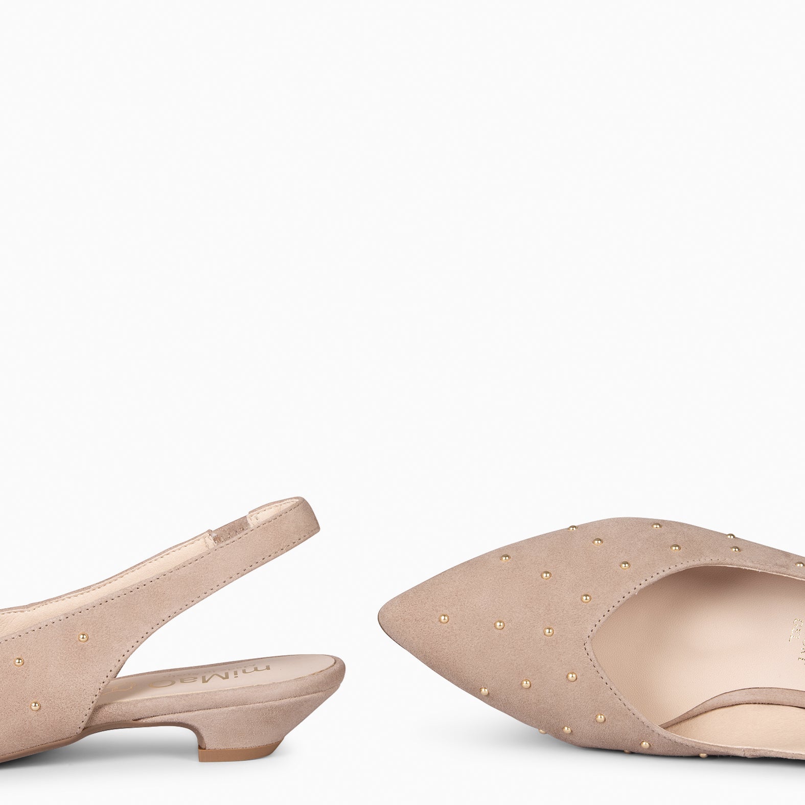 ORION – ZAPATOS BAJOS DESTALONADOS CON TACHAS TAUPE