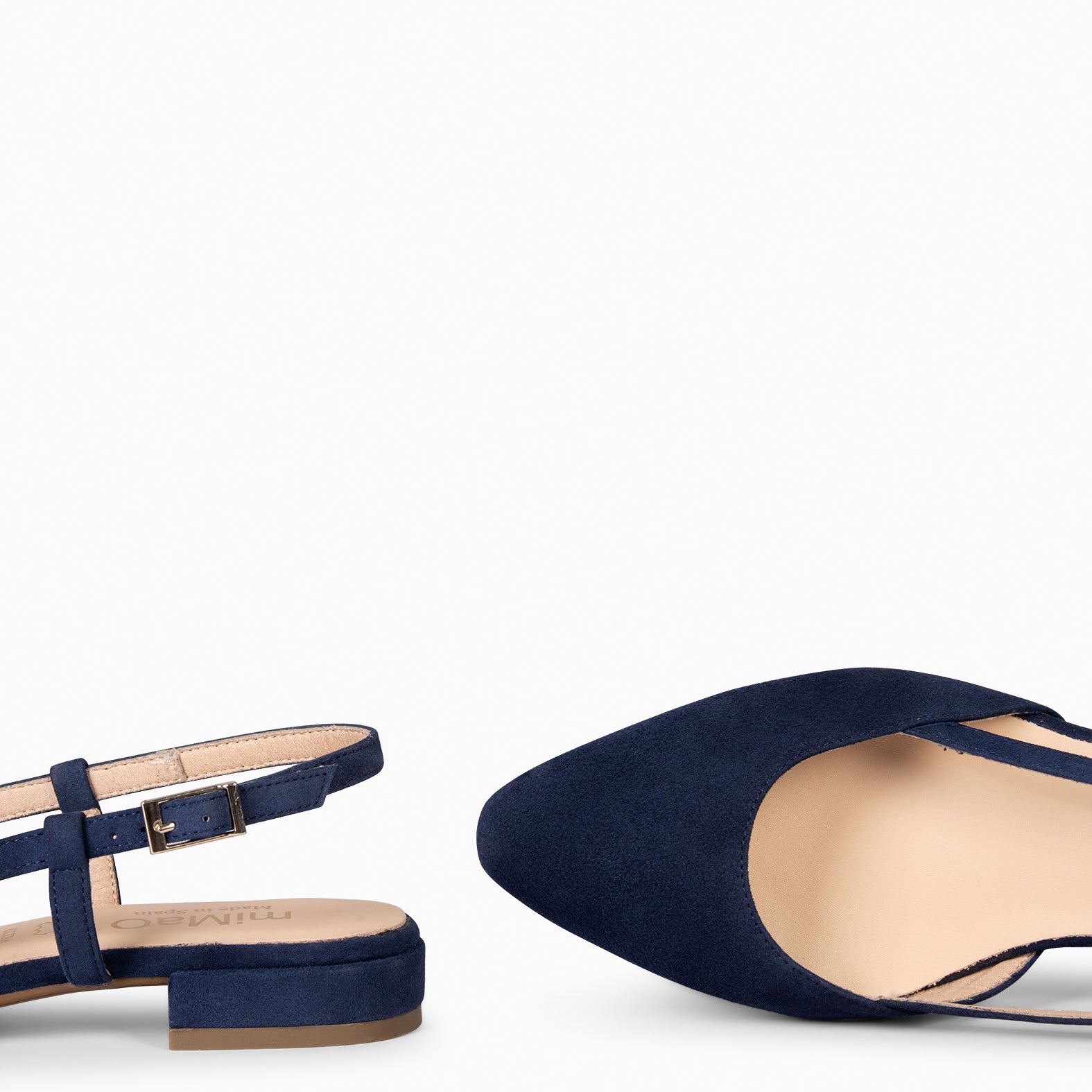 BRUNCH - Slingbacks à petit talon en daim BLEU MARINE
