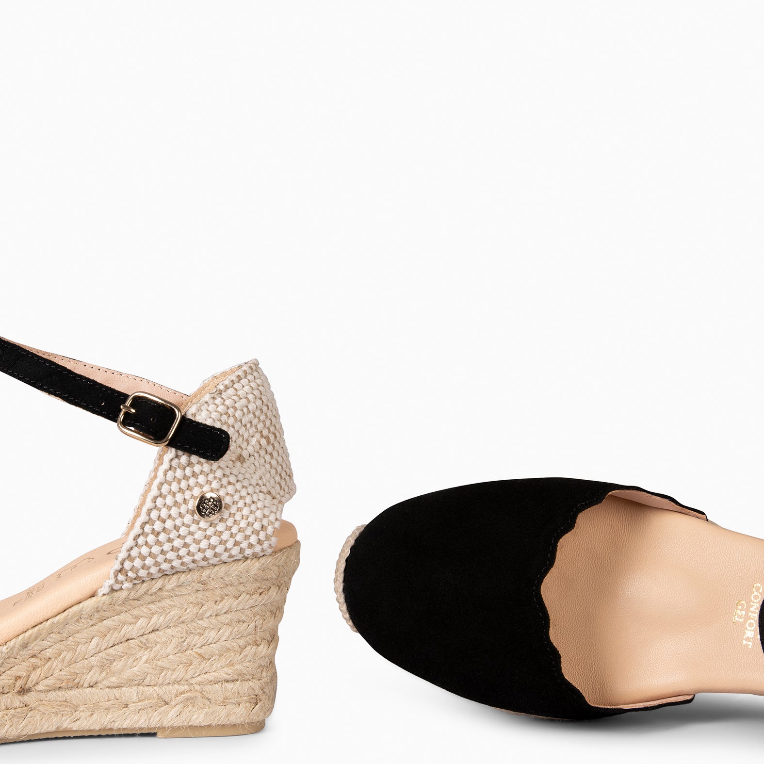 MIAMI - Espadrilles à talon en daim NOIR