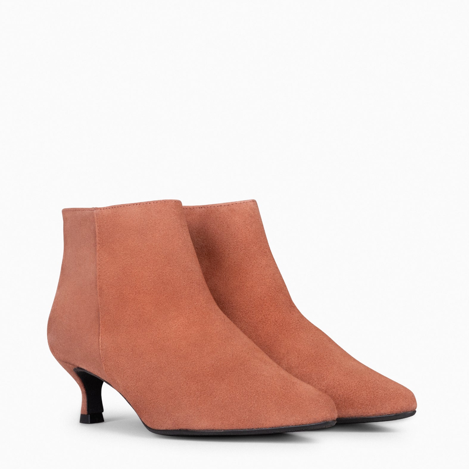 ROYAL - Botines tacón bajo TEJA serraje