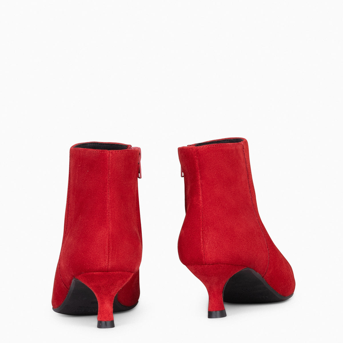 ROYAL - Botines tacón bajo ROJO serraje