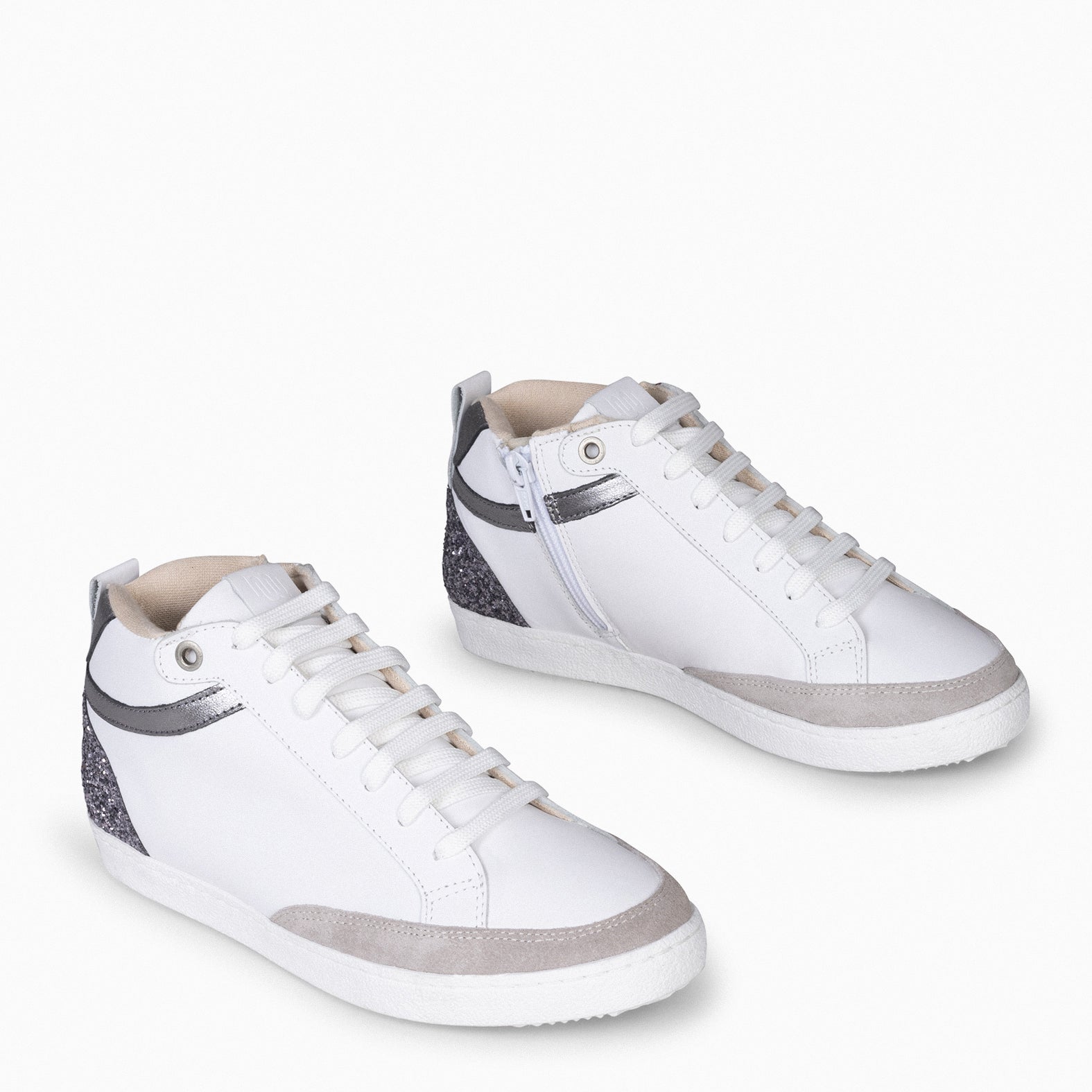 RACHEL – WHITE GLITTER Women wedge sneakers