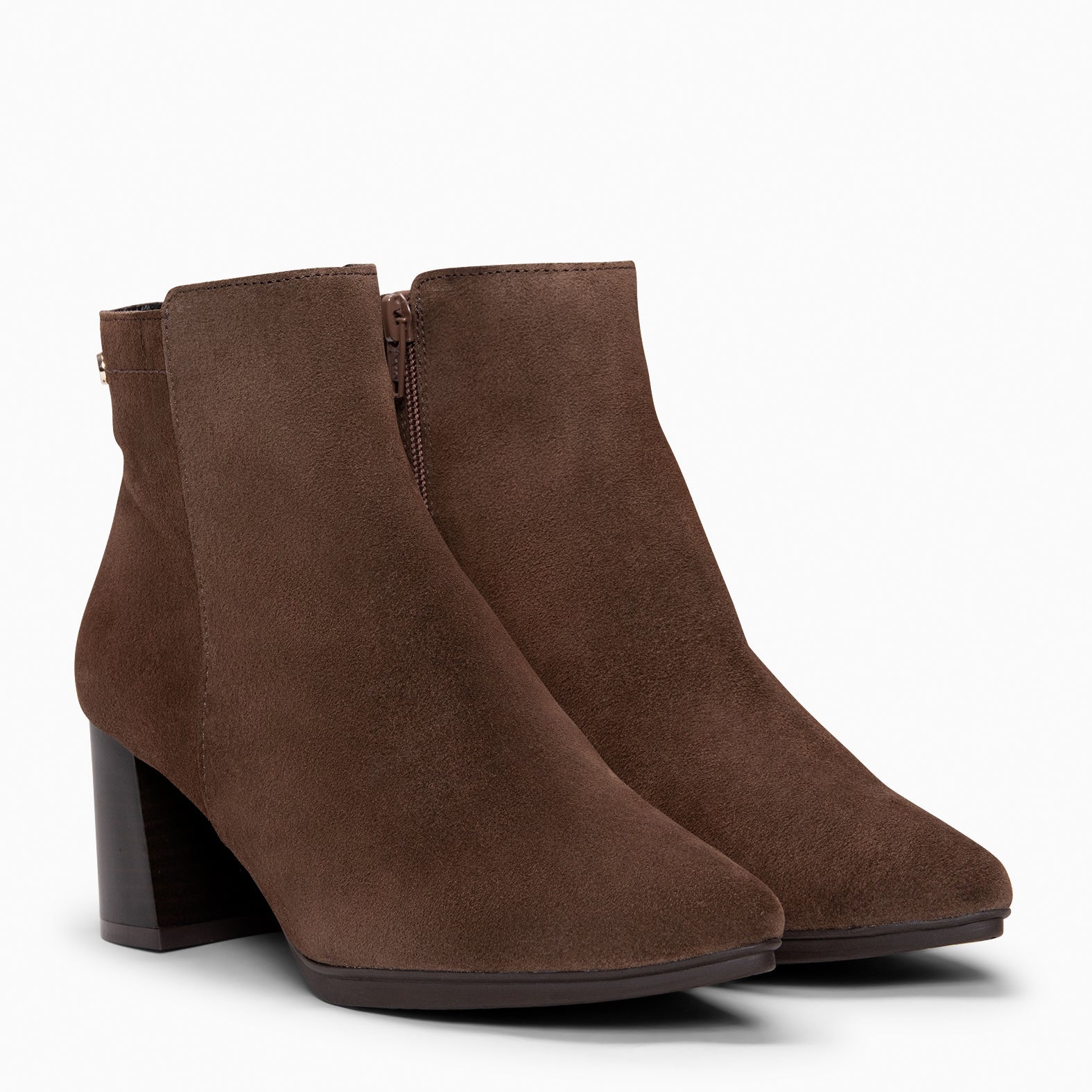 CITY - Botines de tacón ancho y punta fina MARRON