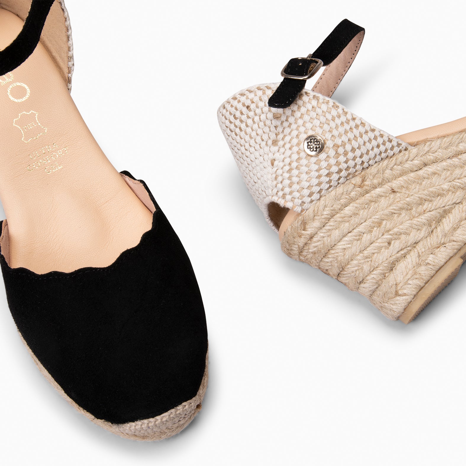 MIAMI - Espadrilles à talon en daim NOIR