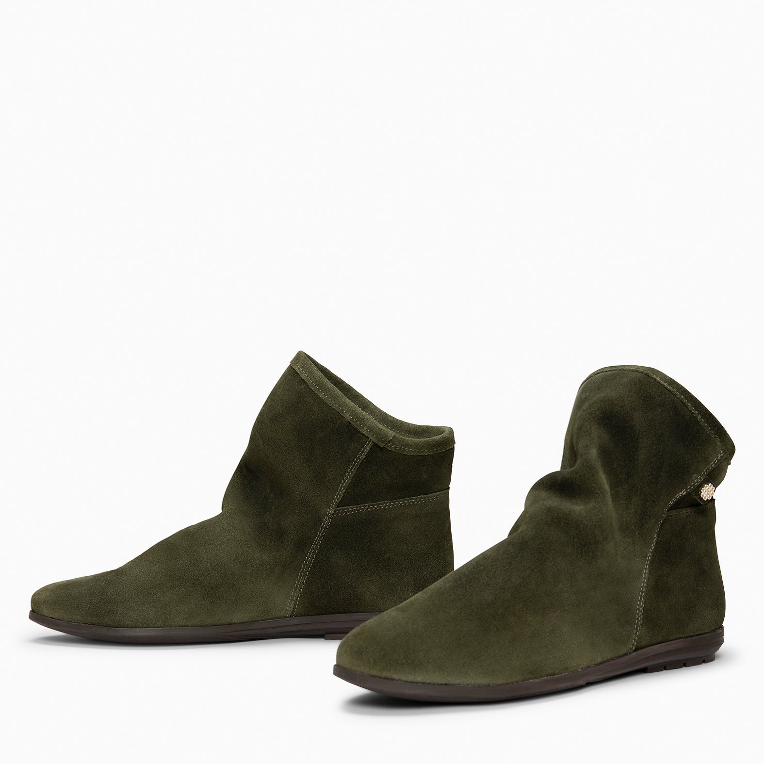 CHESS - KAKHI Suede ankle boots with a ruched shaft