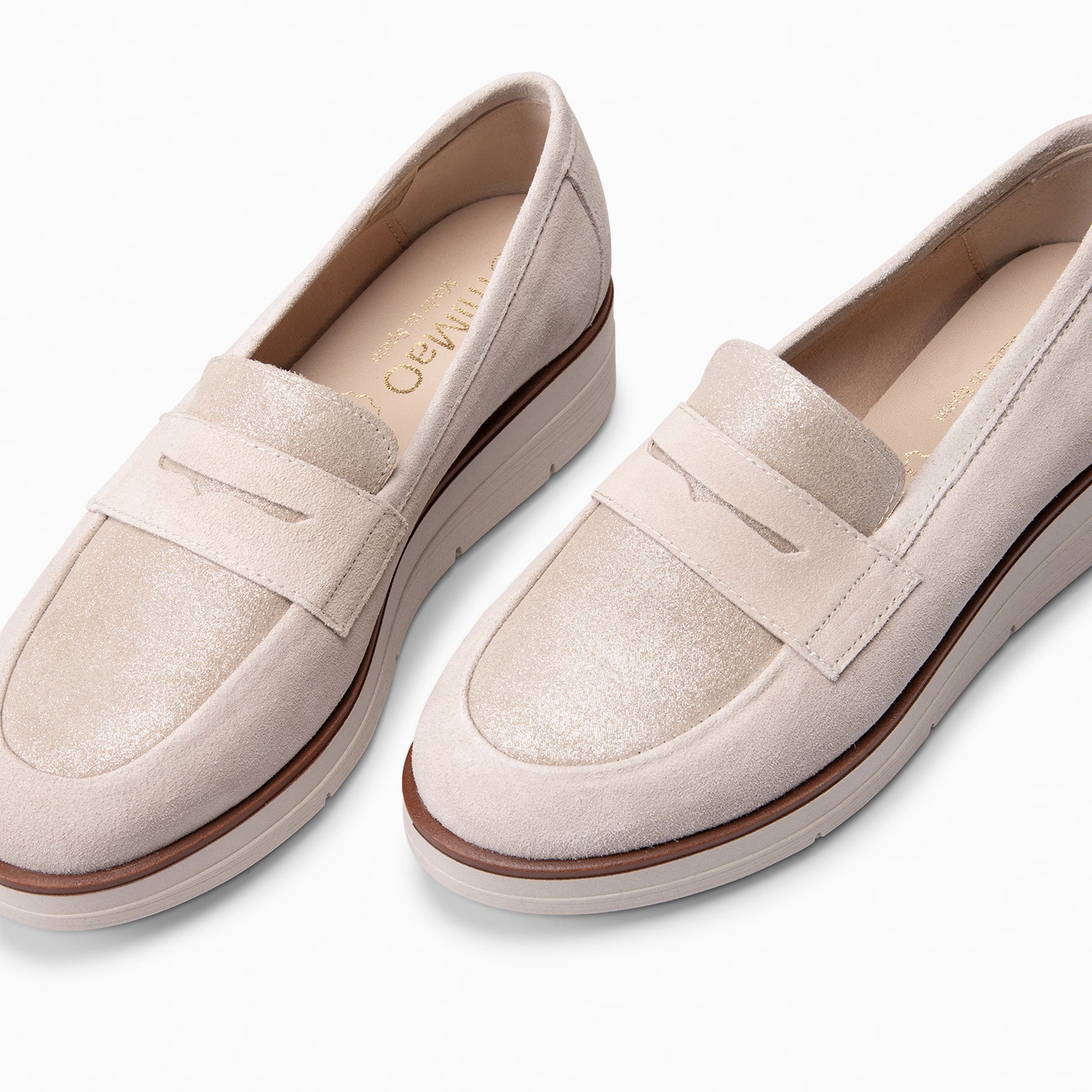 BETTY - Mocassins à talon compensé en daim BEIGE