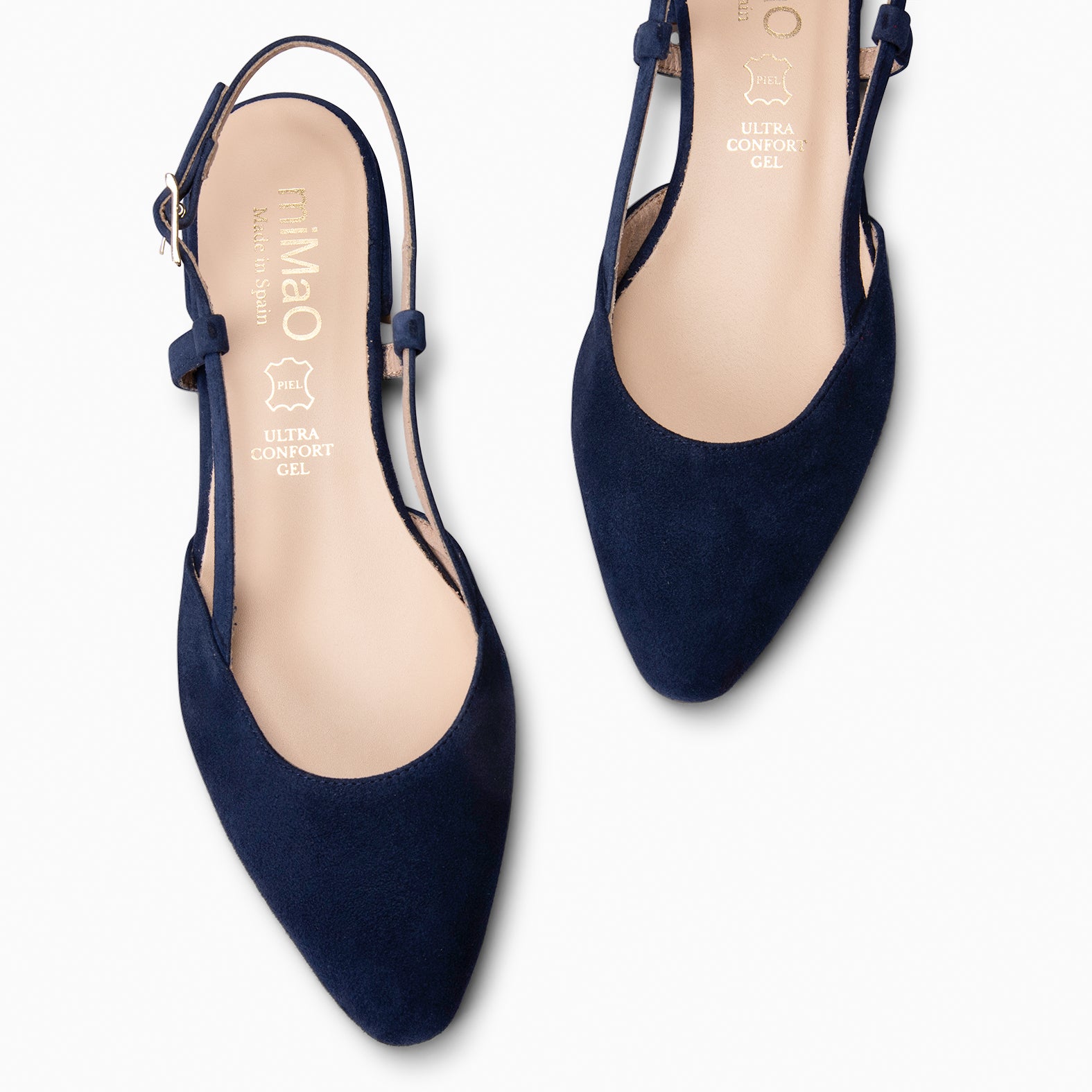 BRUNCH - Slingbacks à petit talon en daim BLEU MARINE