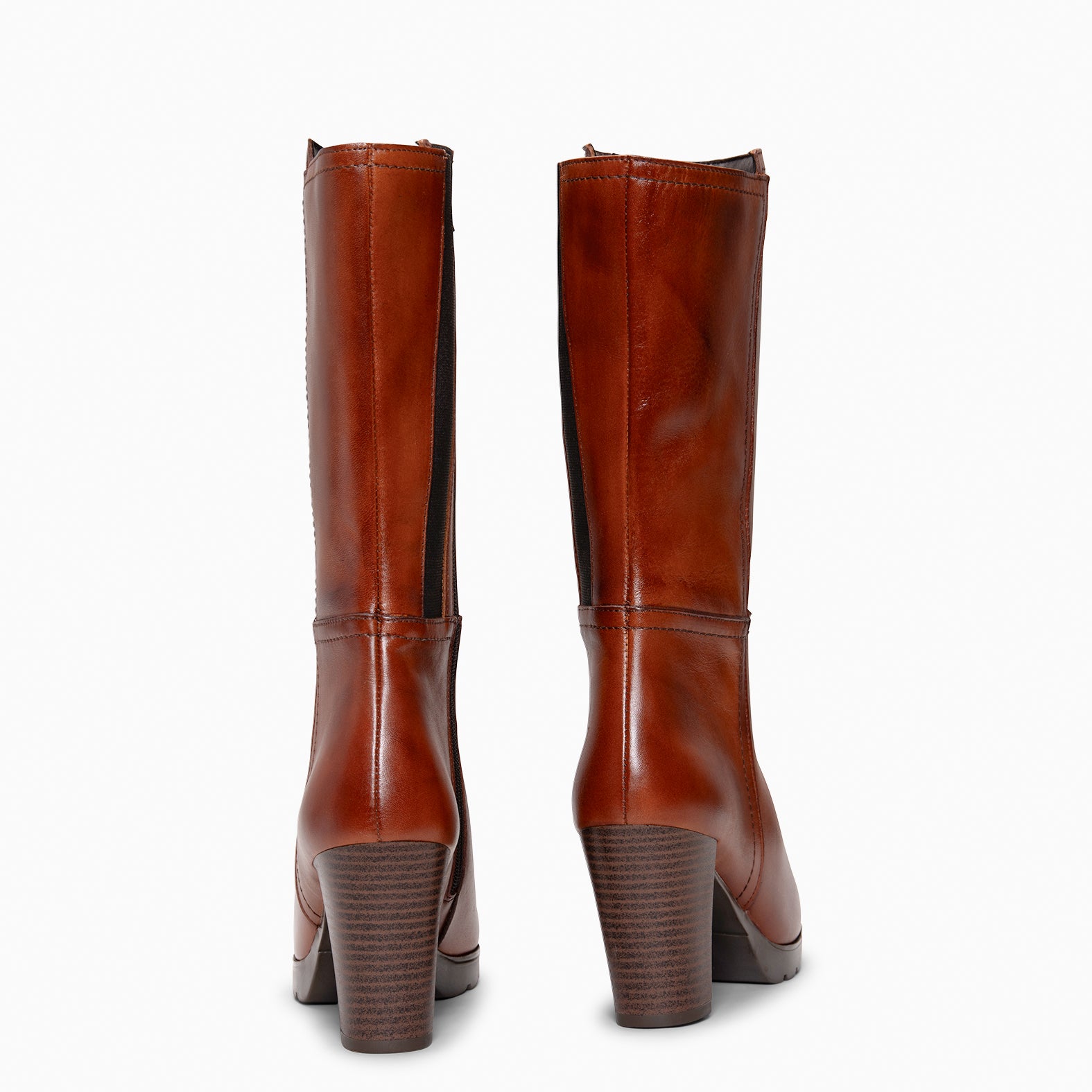 ARIANA XL - Botas de tacón y plataforma altas de piel MARRON