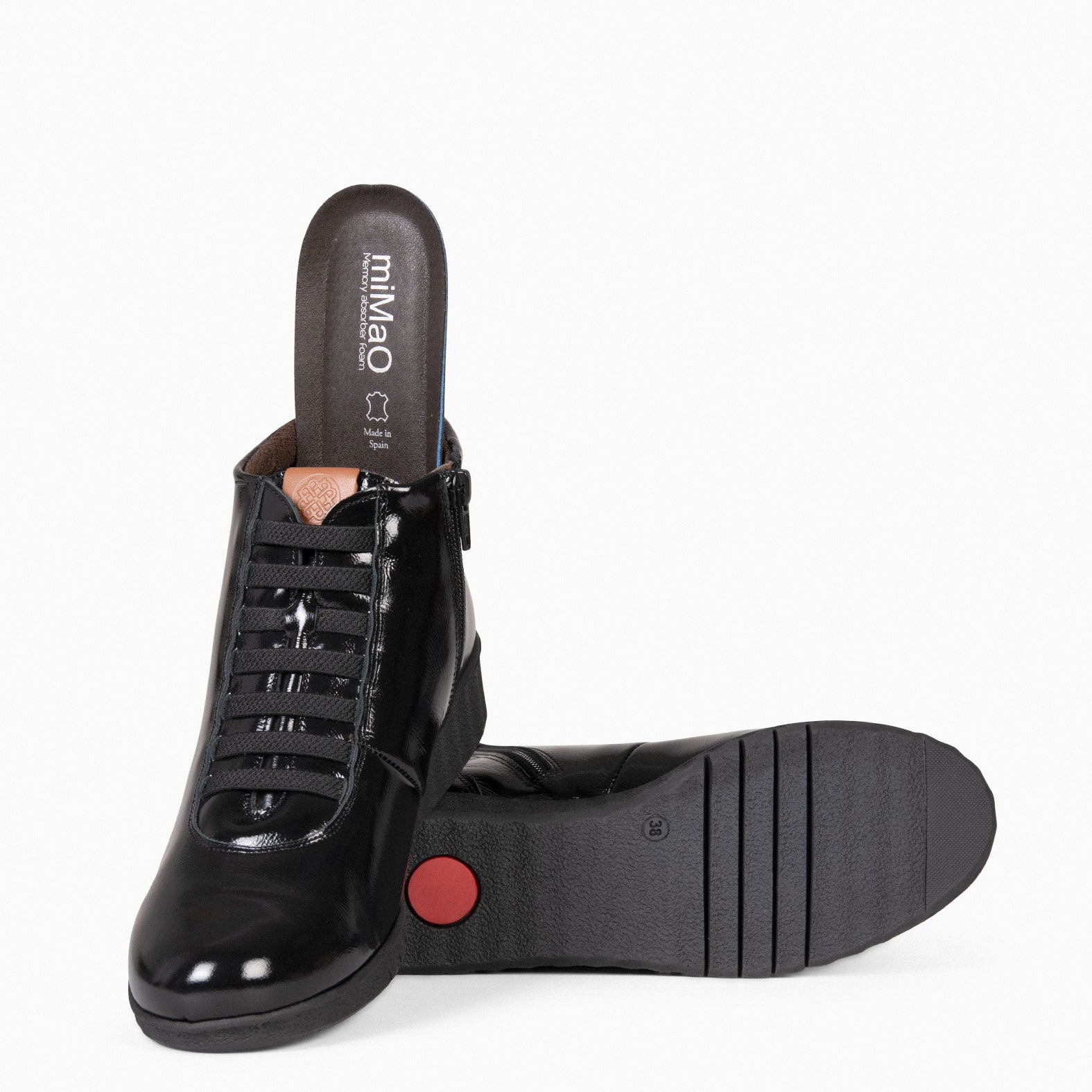 FLEXY - Zapatillas de charol NEGRO abotinadas