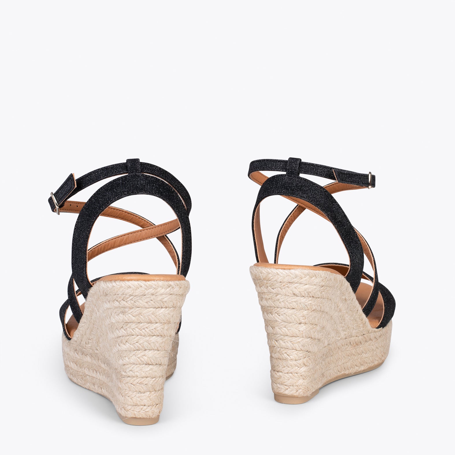 FARO - BLACK high-wedge spadrille