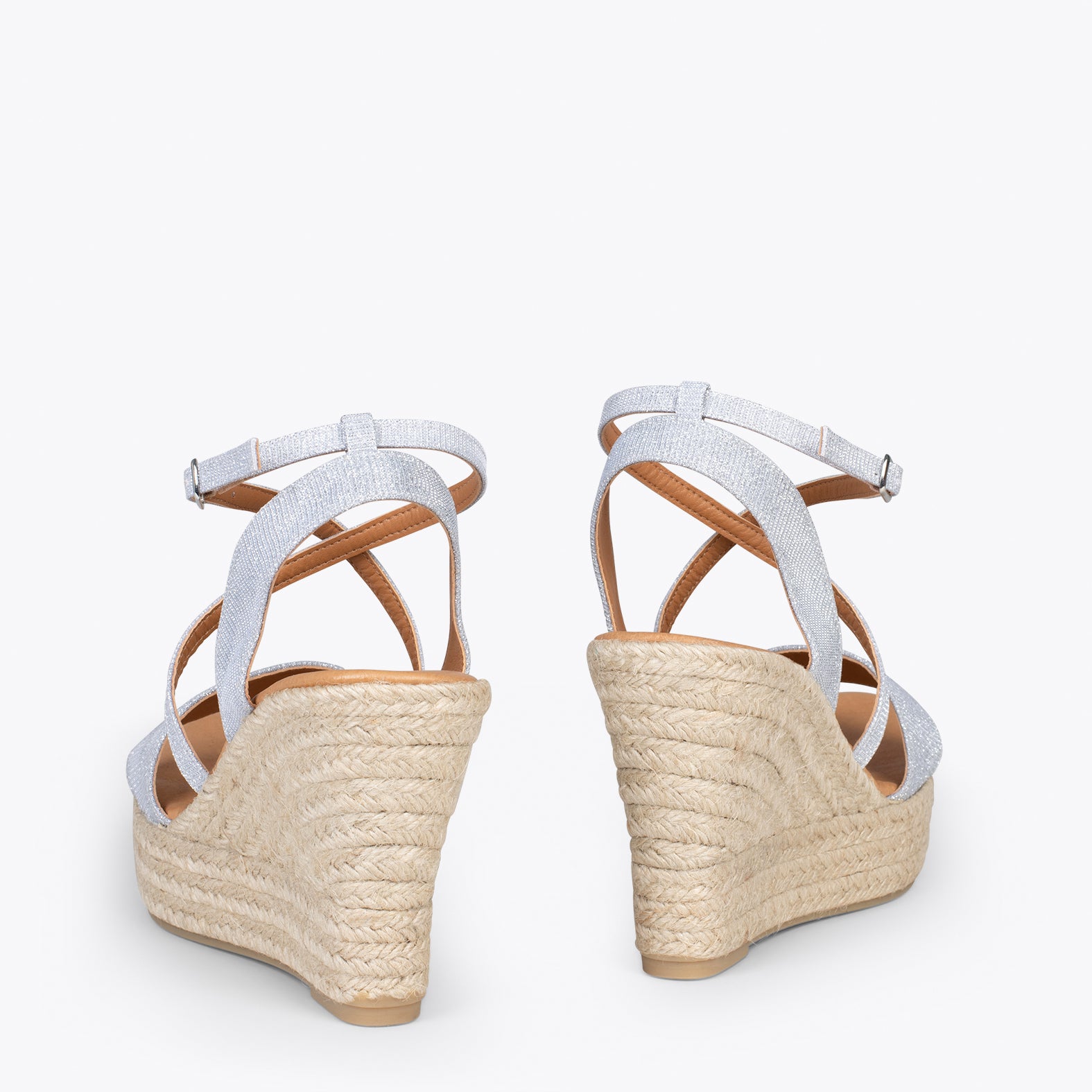 FARO - Espadrilles à talon compensé haut ARGENTÉ