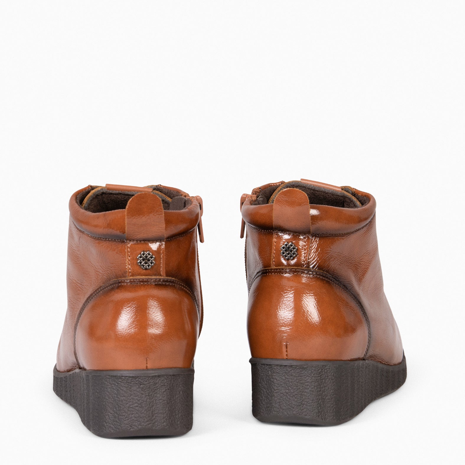 FLEXY - BROWN patent leather ankle-sneakers