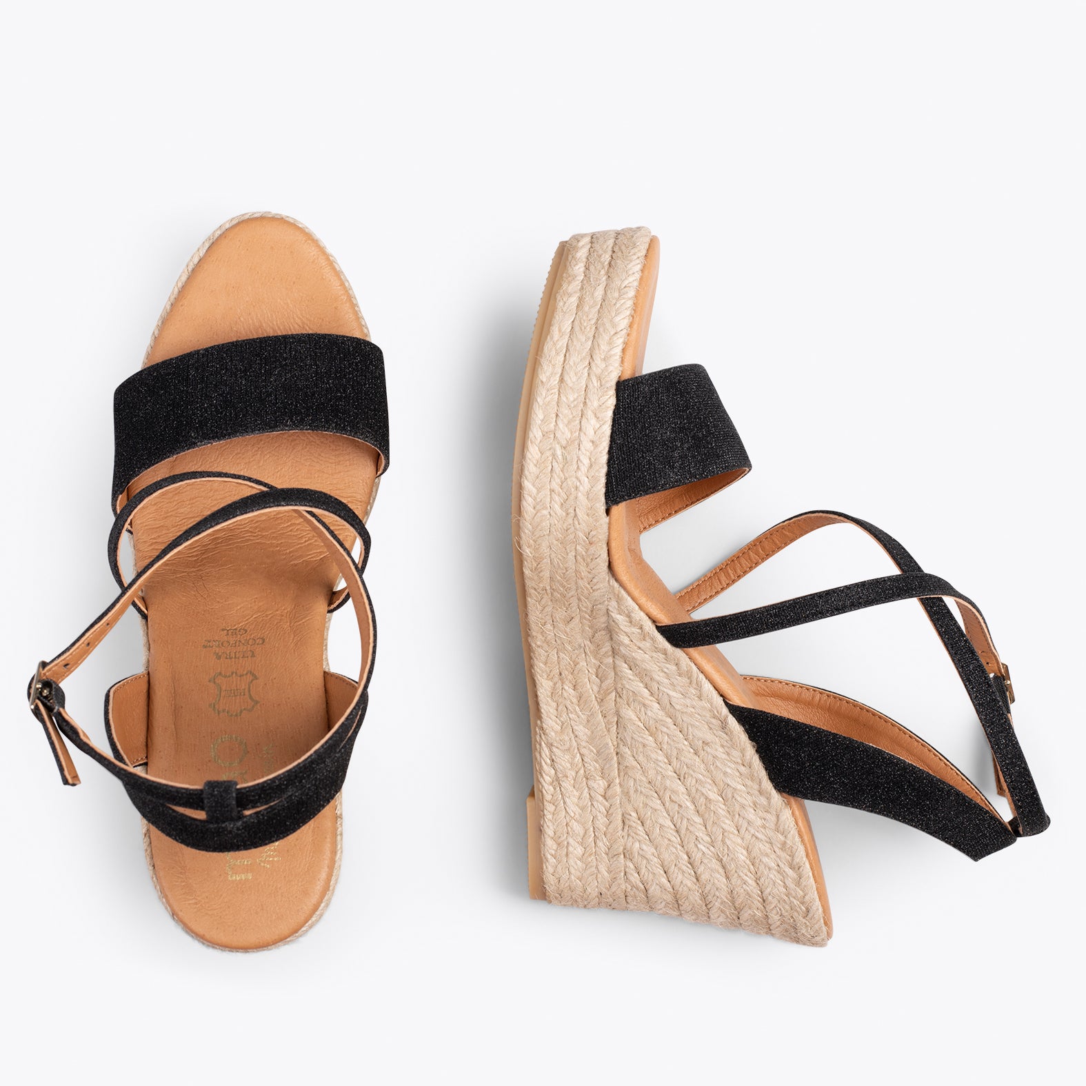 FARO - BLACK high-wedge spadrille