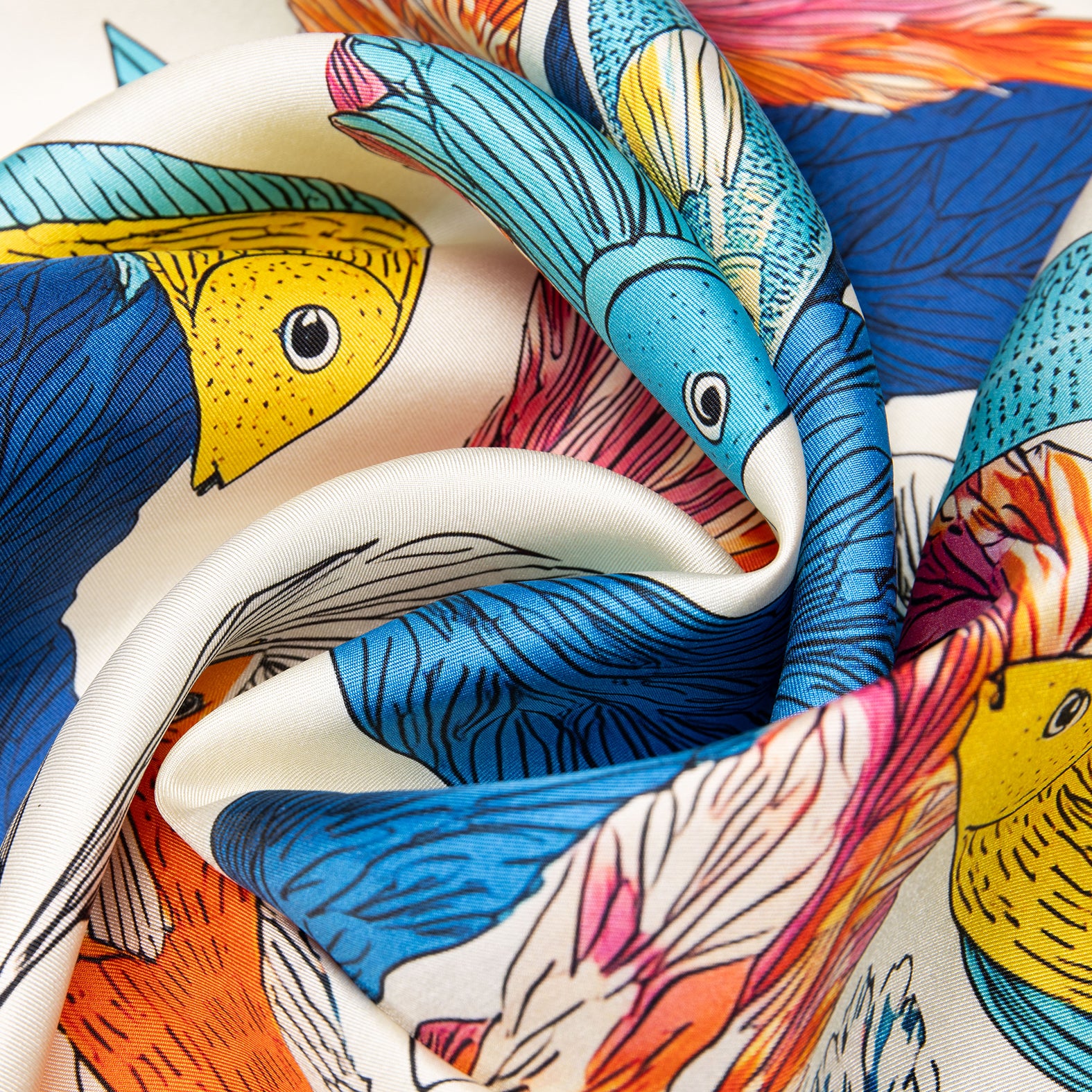 AQUÁRIO - Lenço 100% seda natural