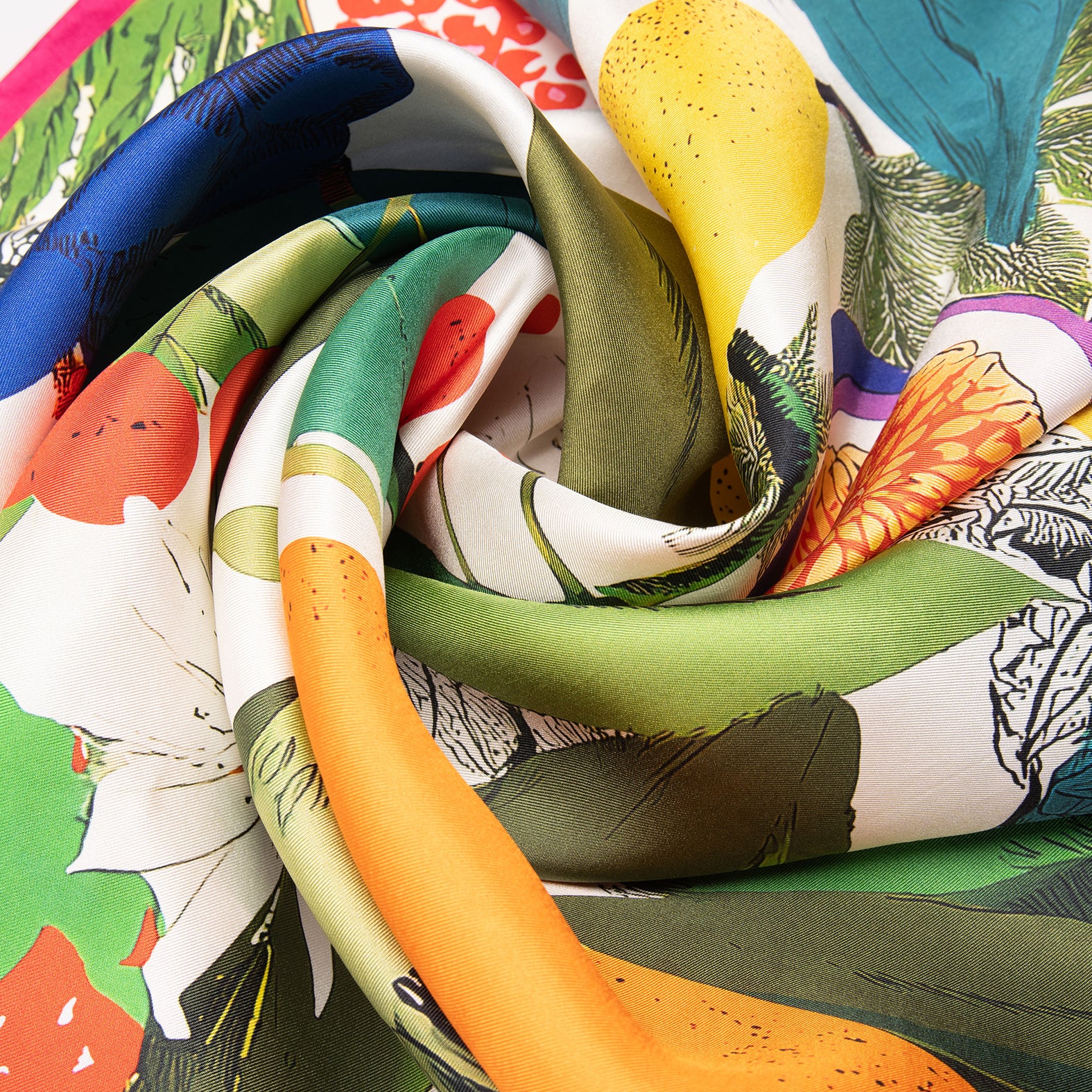 TROPICAL - Lenço 100% seda natural