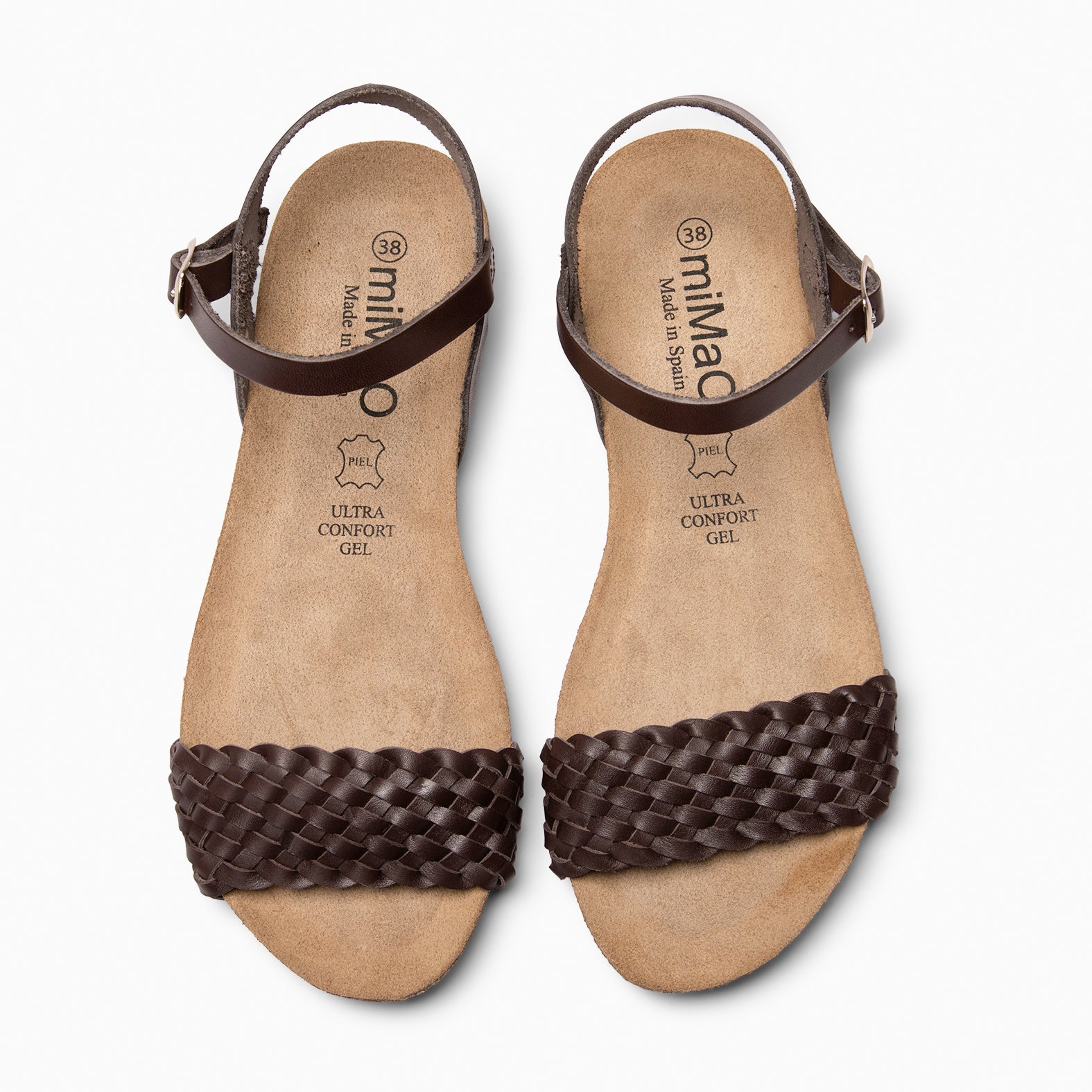 AIRE - BROWN FLAT BIO SANDALS WITH BRAIDED STRAP