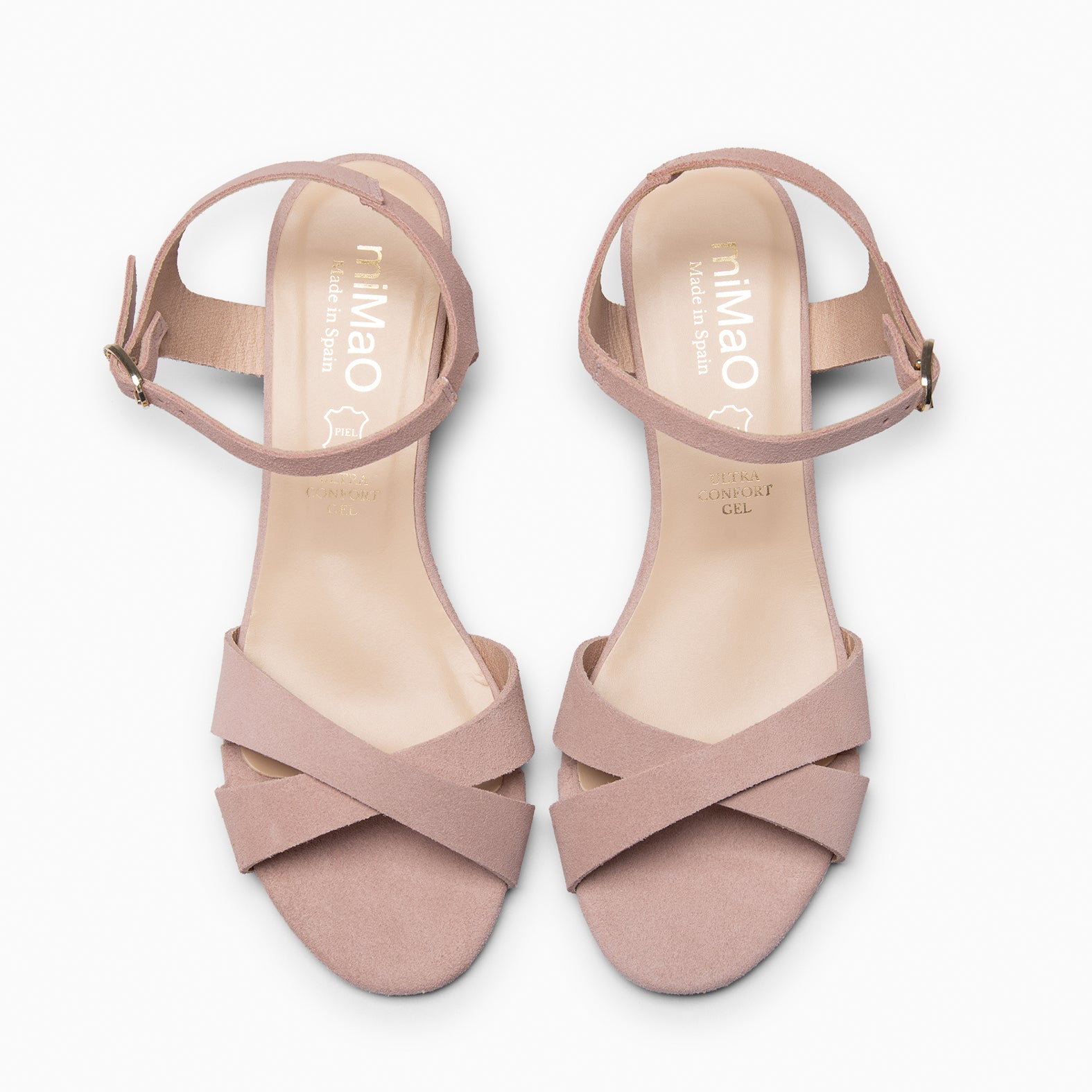 ORIANA - Sandálias de salto em camurça NUDE