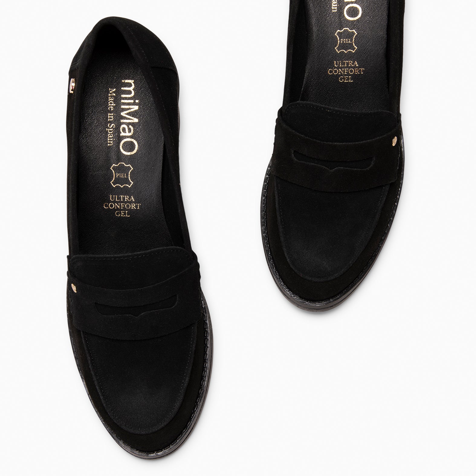 LATTÉ – BLACK Mid Heel Moccasins