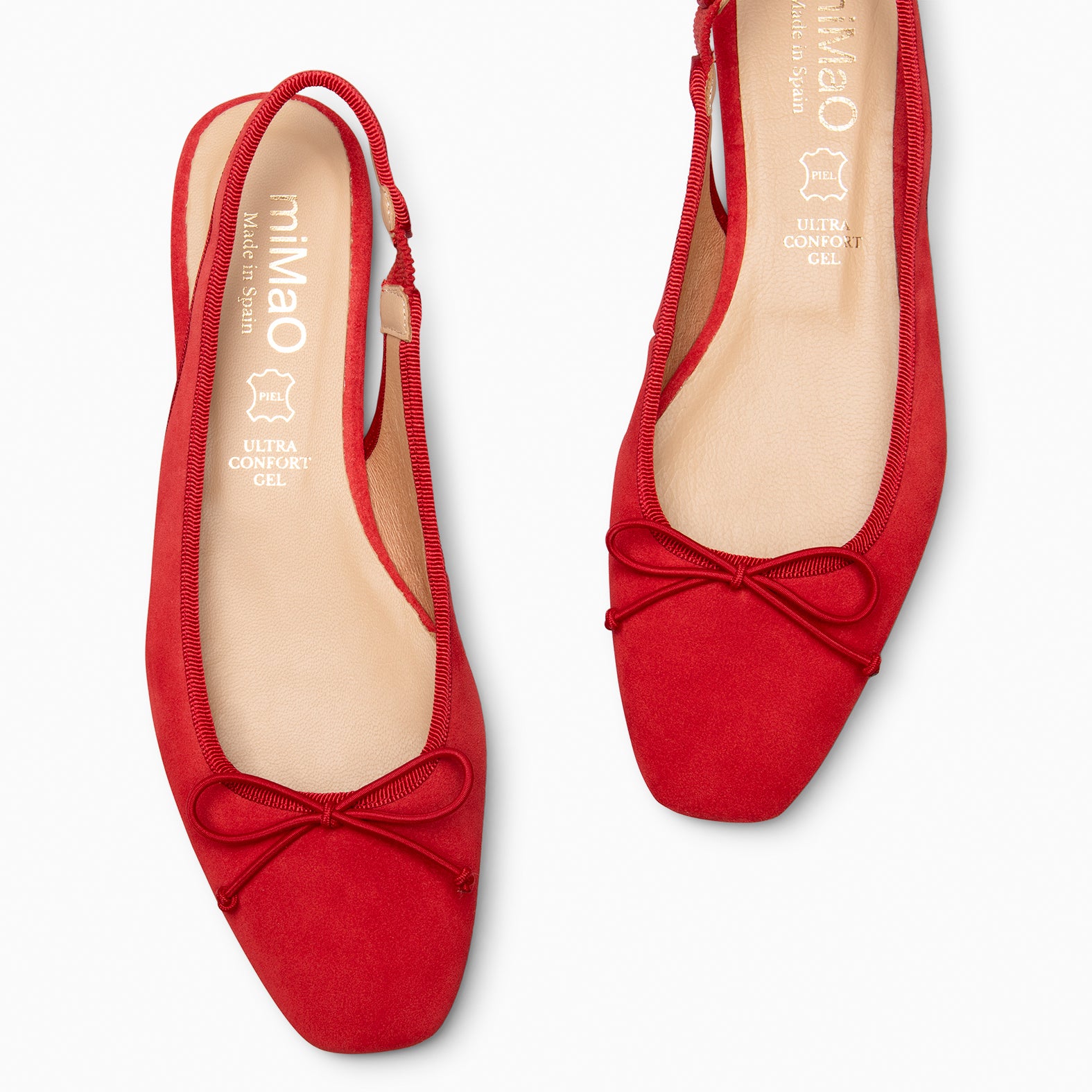 MOON - RED FLAT BALLERINA SLING-BACK WITH LACE