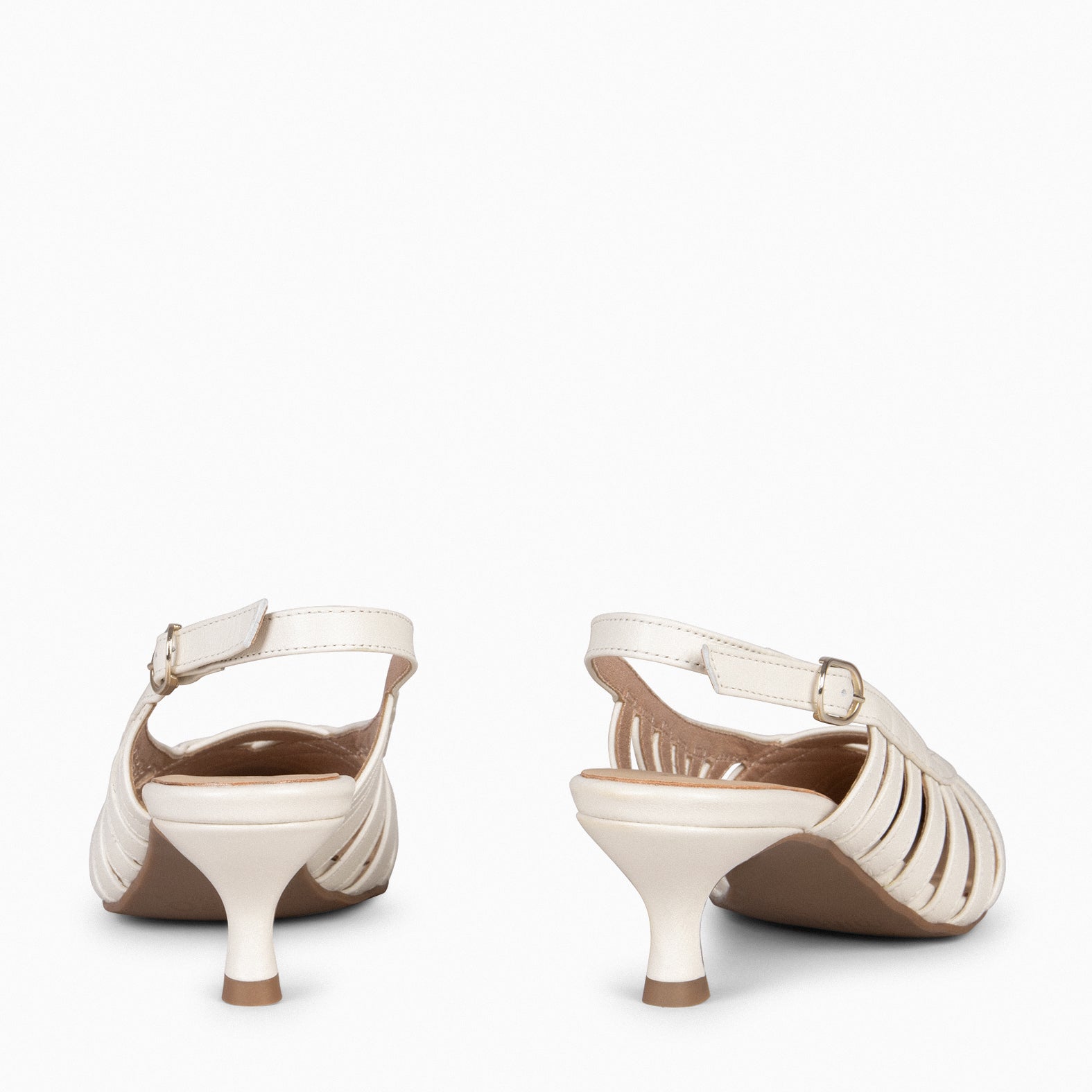 JADE – WHITE slingback kitten heels