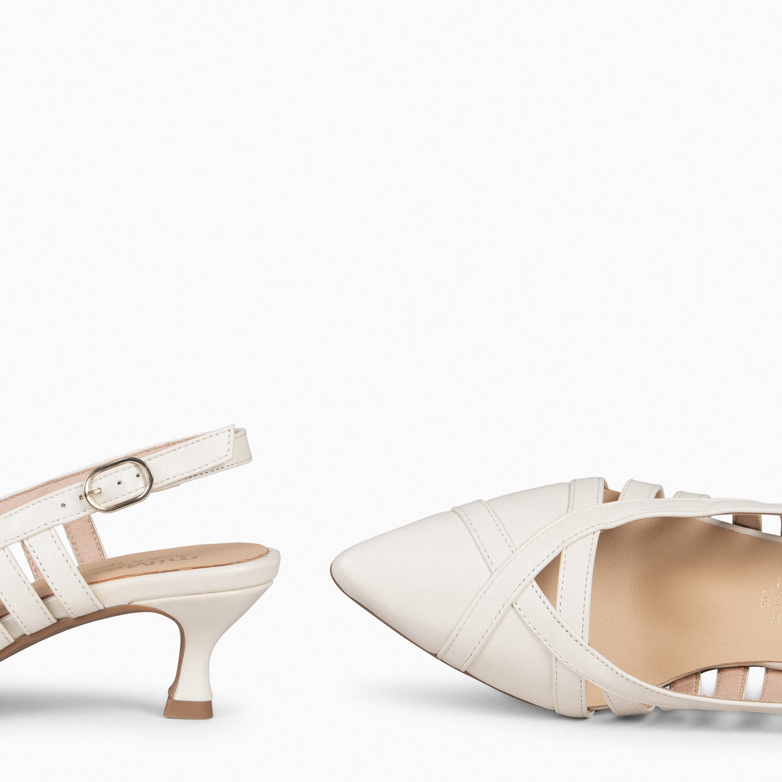 JADE – WHITE slingback kitten heels