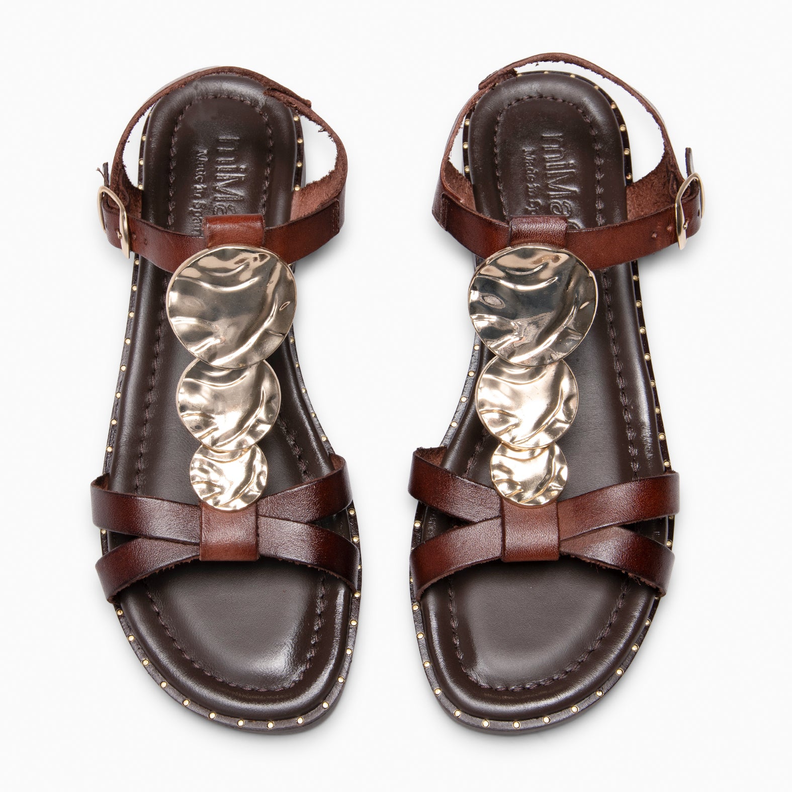 THALIA - Sandalias de piel planas MARRON