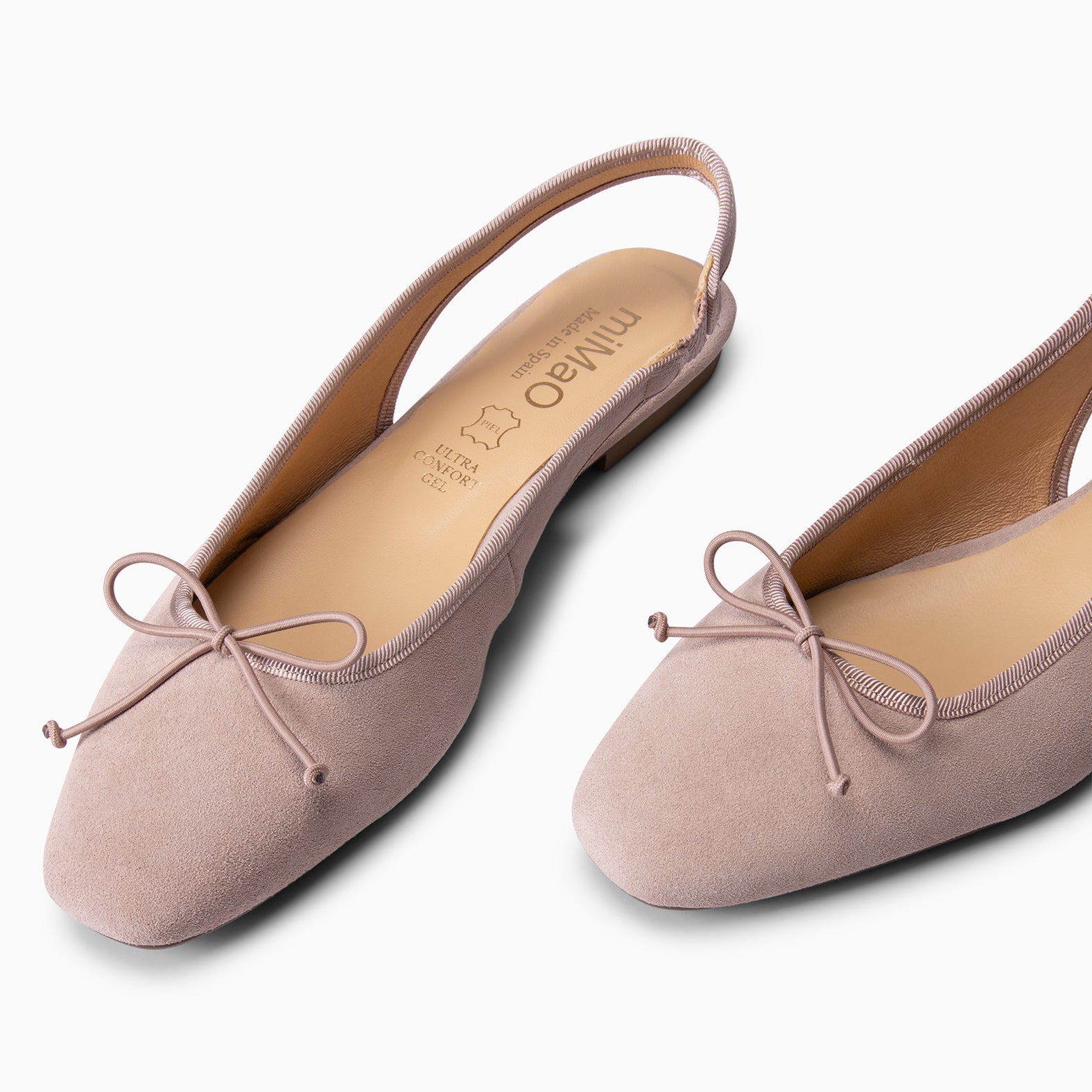 LUNA - Slingbacks à bout carré en daim souple NUDE
