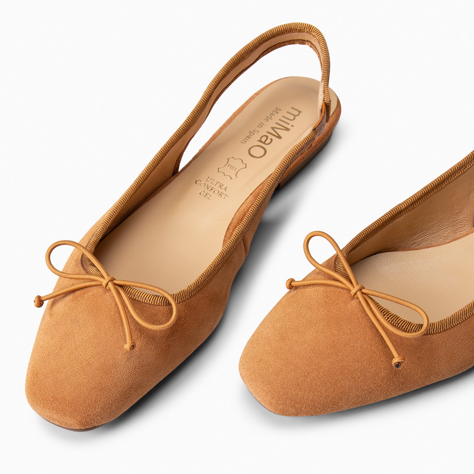 LUNA - BAILARINA DESTALONADA PLANA CON LAZO CAMEL