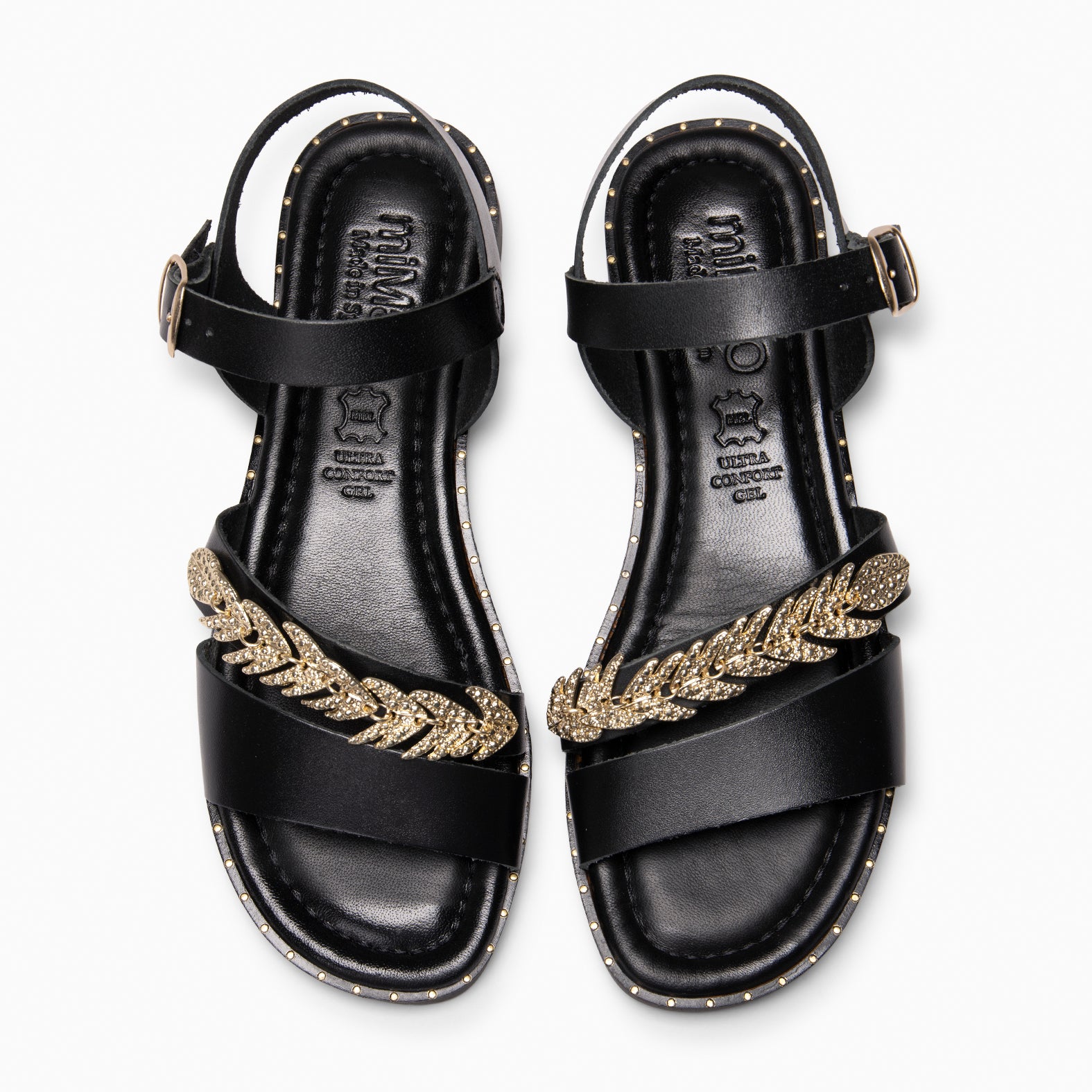 THEMIS - BLACK Flat leather sandals