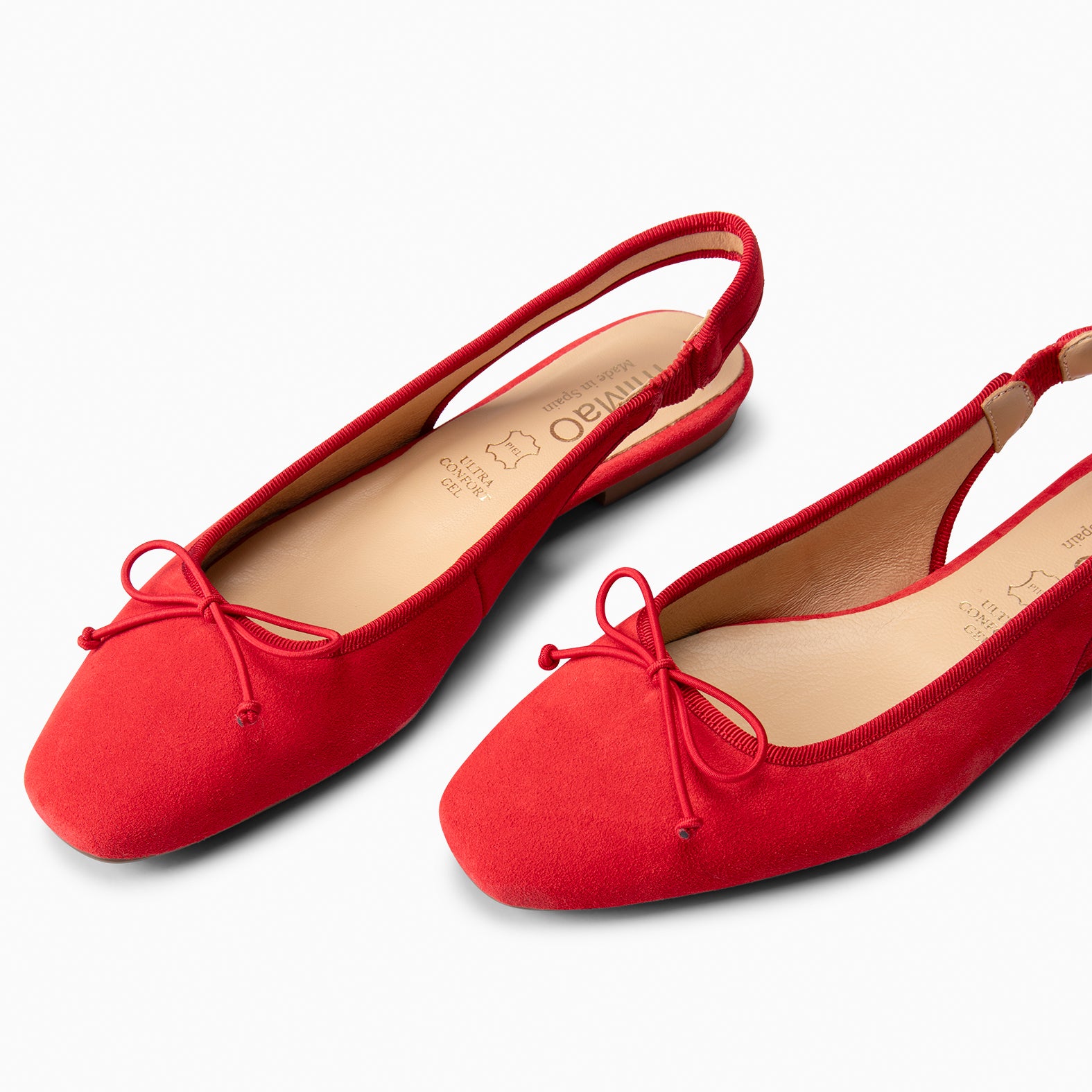 MOON - RED FLAT BALLERINA SLING-BACK WITH LACE