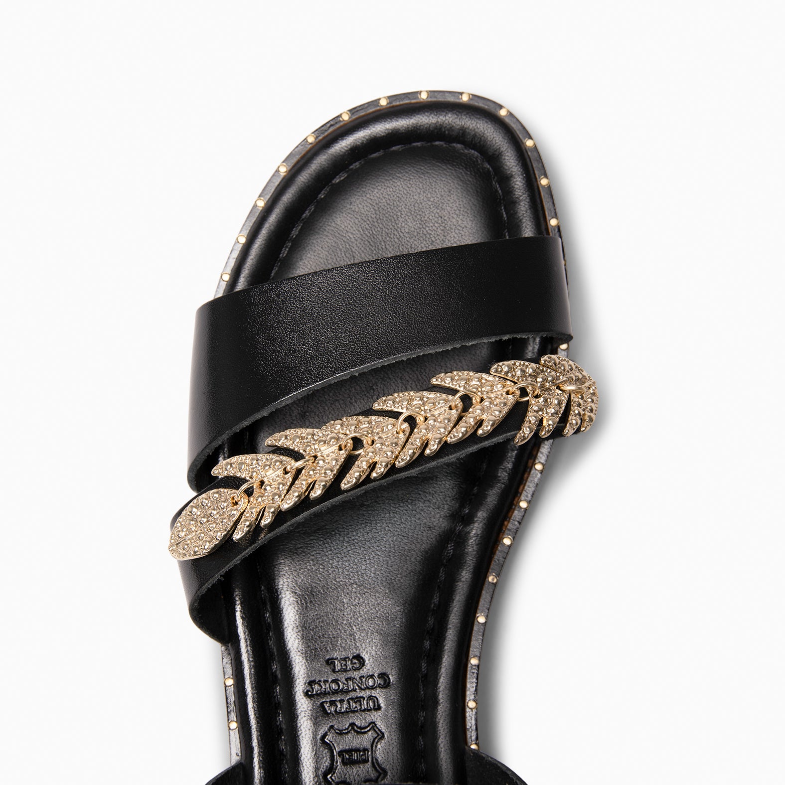 THEMIS - BLACK Flat leather sandals