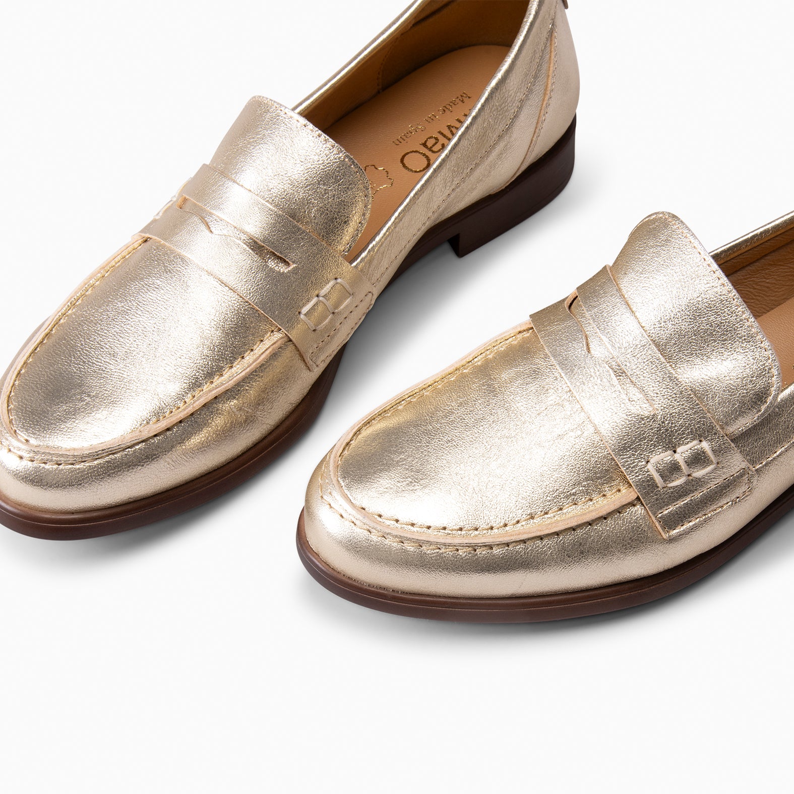 ABBY - Mocassins pour femme en cuir DORÉ