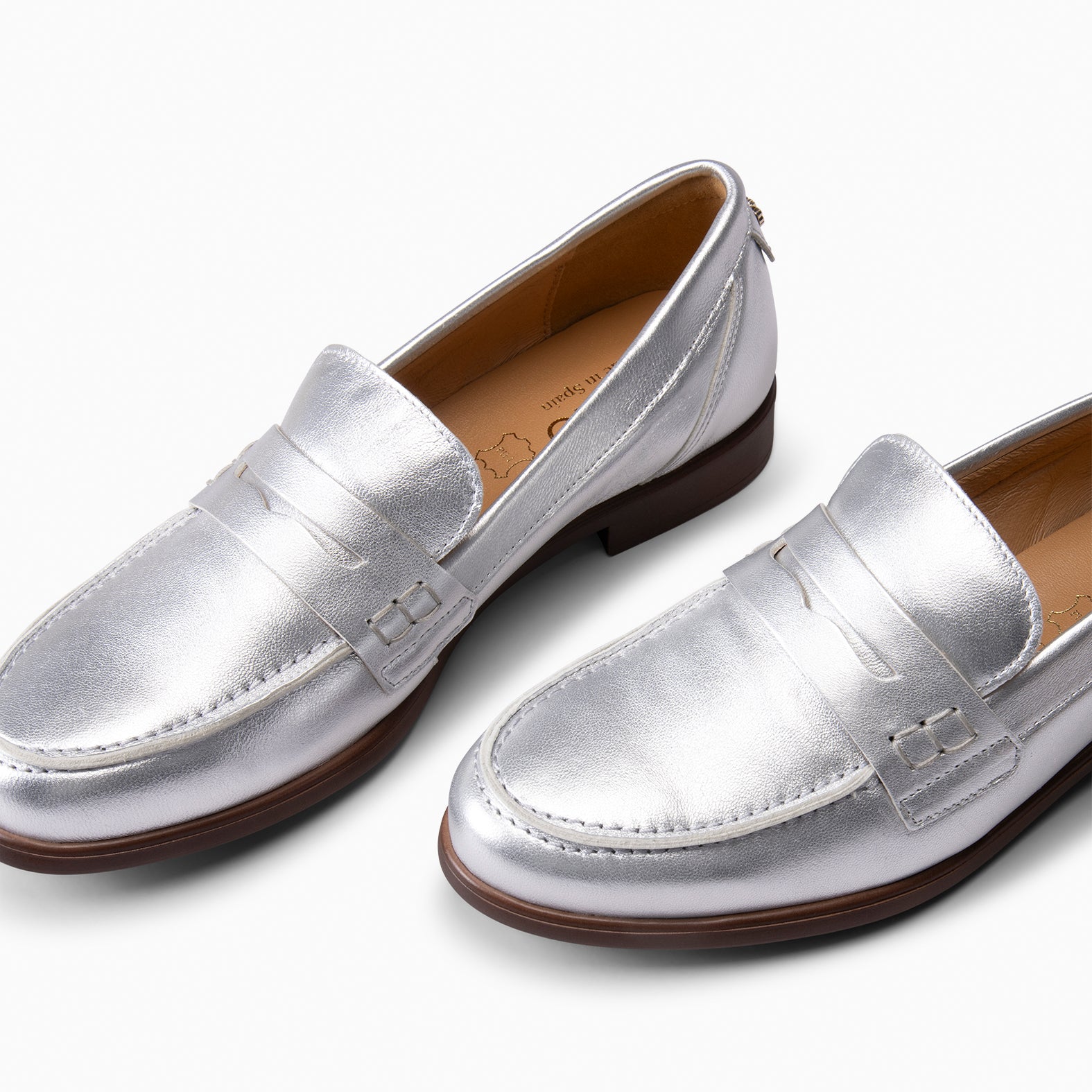 ABBY - Mocassins pour femme en cuir ARGENTÉ