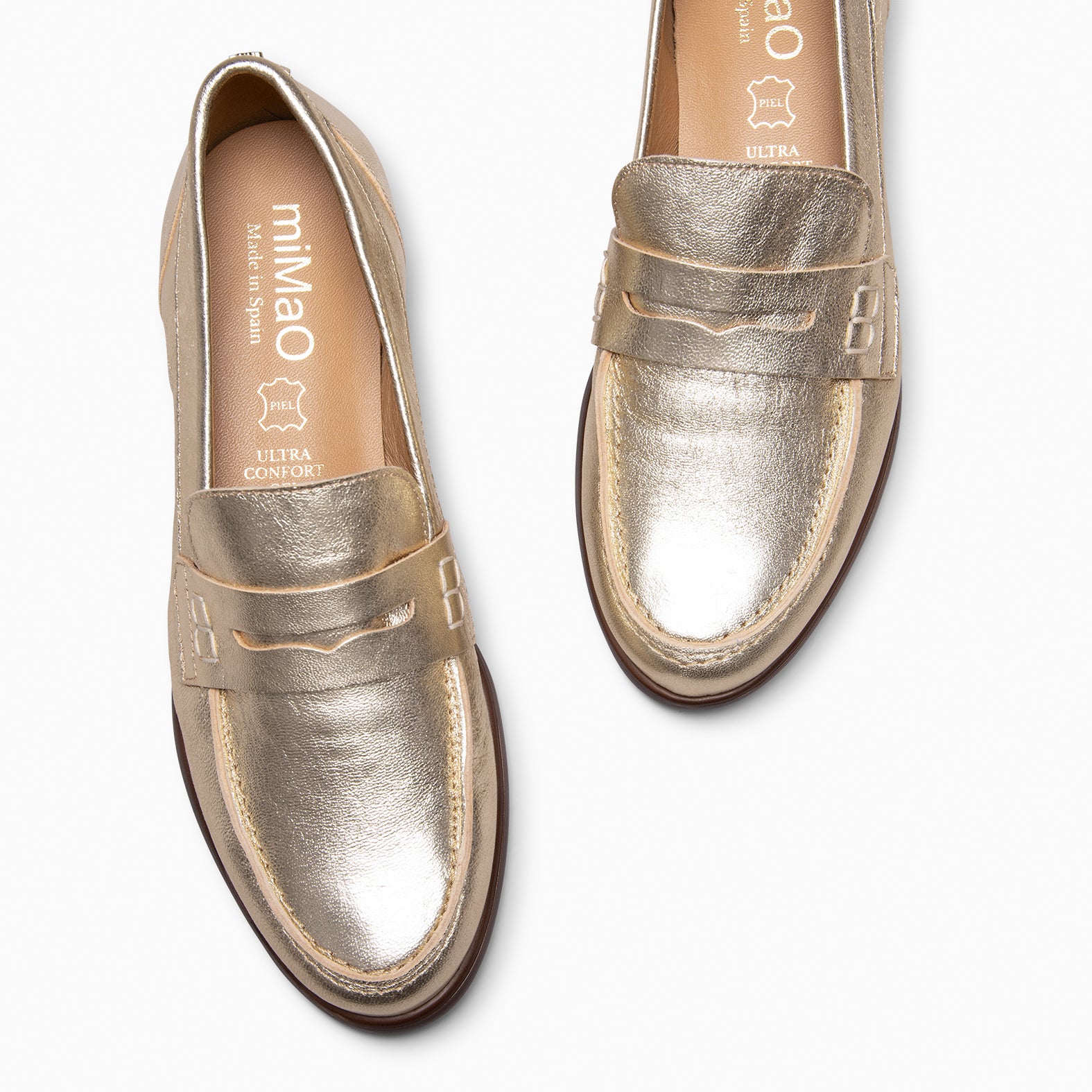 ABBY - Mocassins pour femme en cuir DORÉ