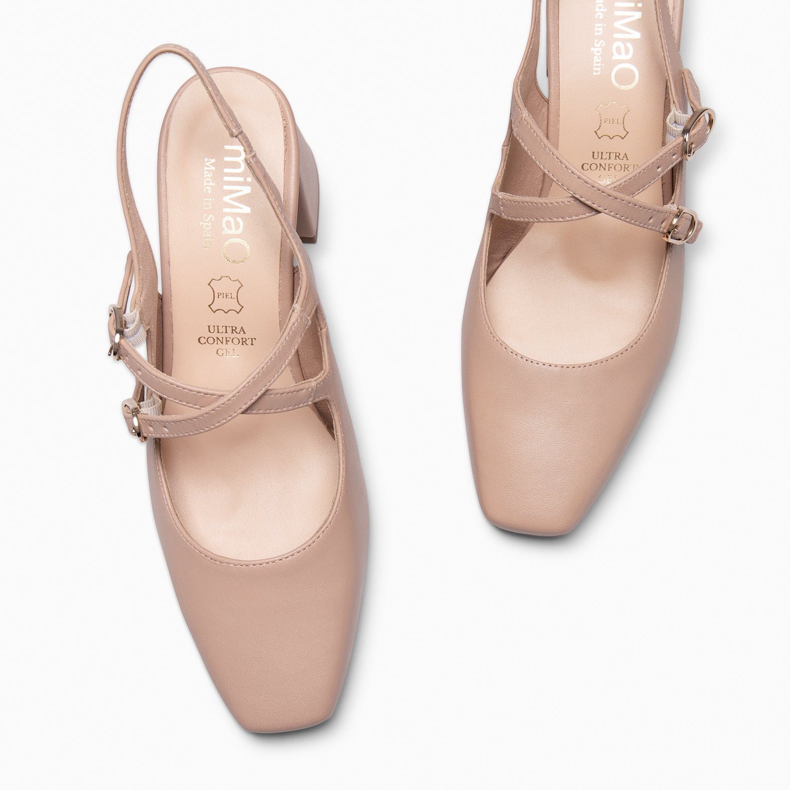 NAMIBIA - NUDE WIDE HEEL SLING-BACK SHOES