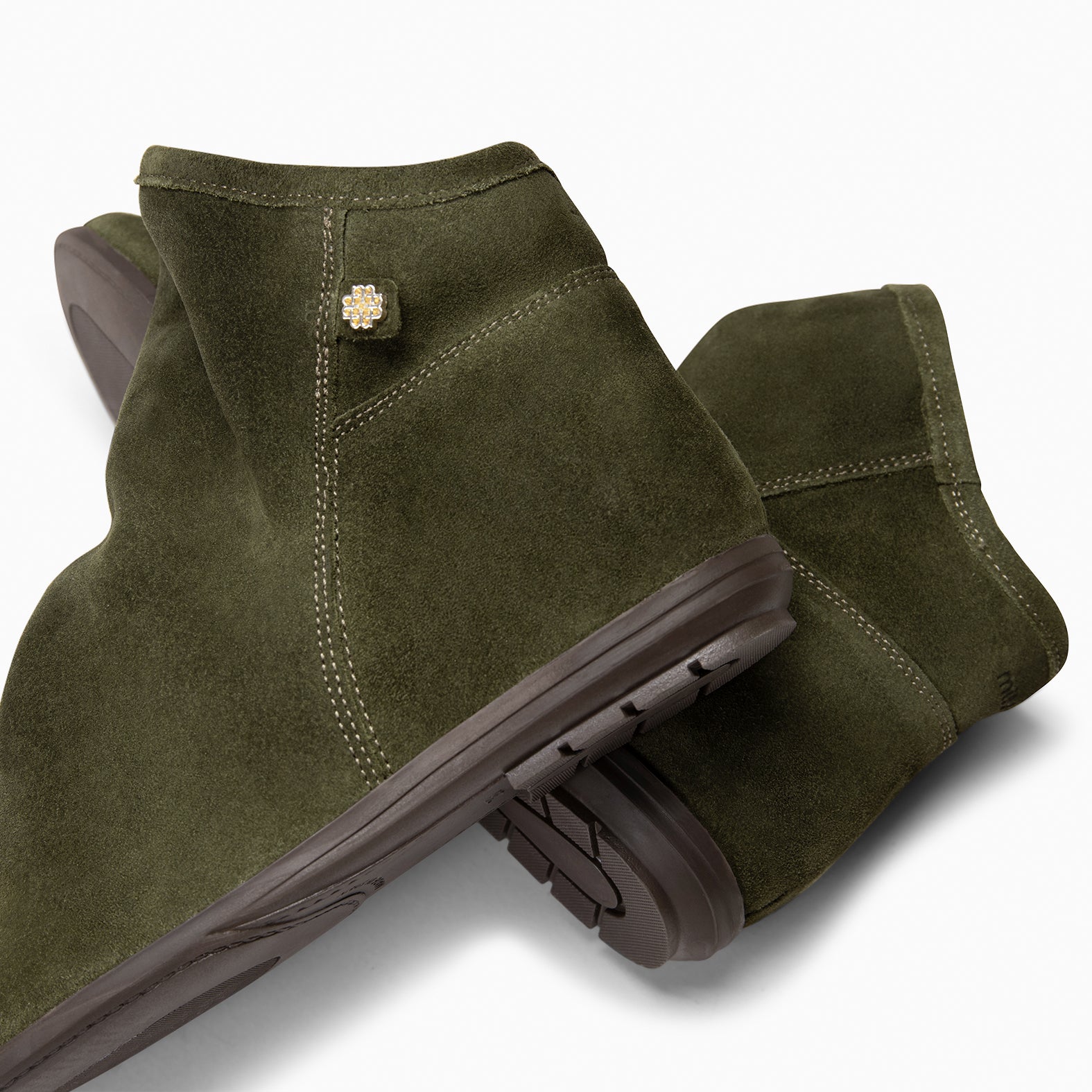 CHESS - KAKHI Suede ankle boots with a ruched shaft