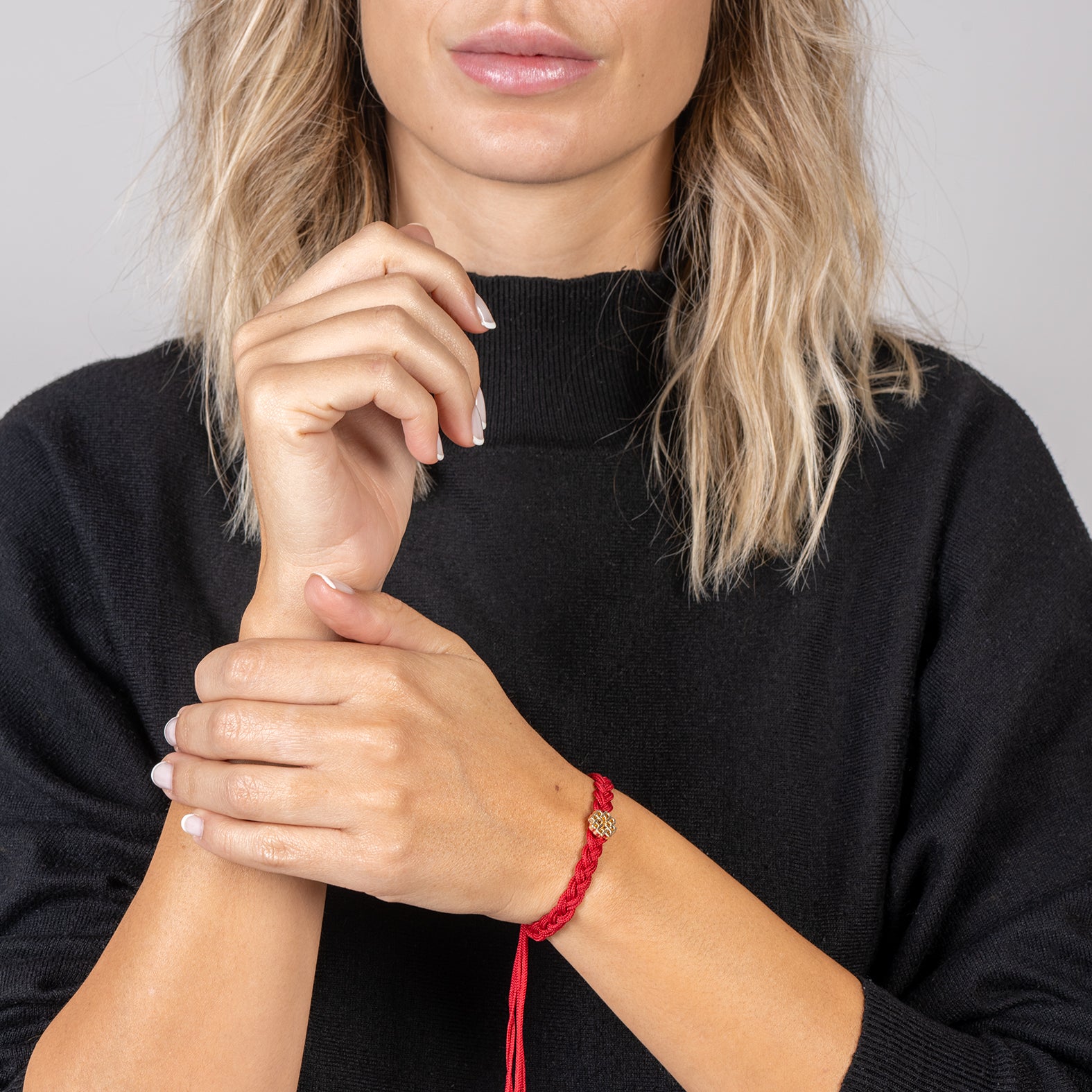 PULSERA ROJA DE LA FELICIDAD ORO