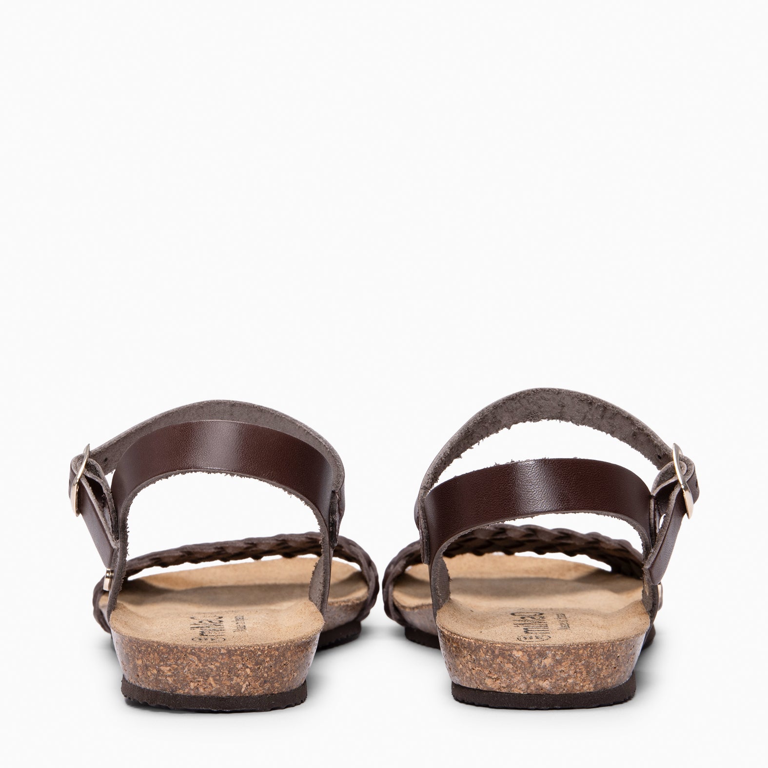 AIRE - BROWN FLAT BIO SANDALS WITH BRAIDED STRAP