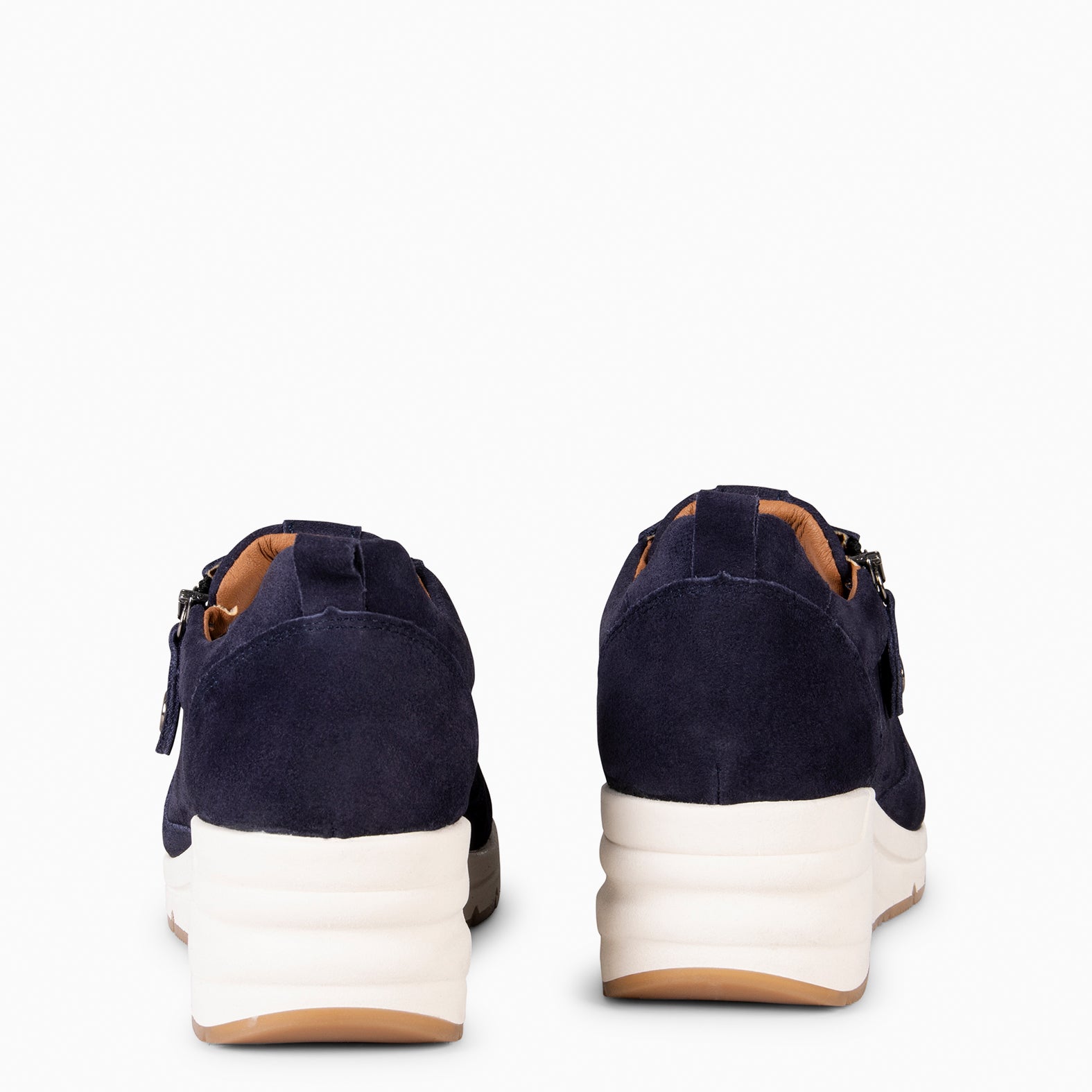 ARLES – Baskets à talon compensé en daim BLEU MARINE