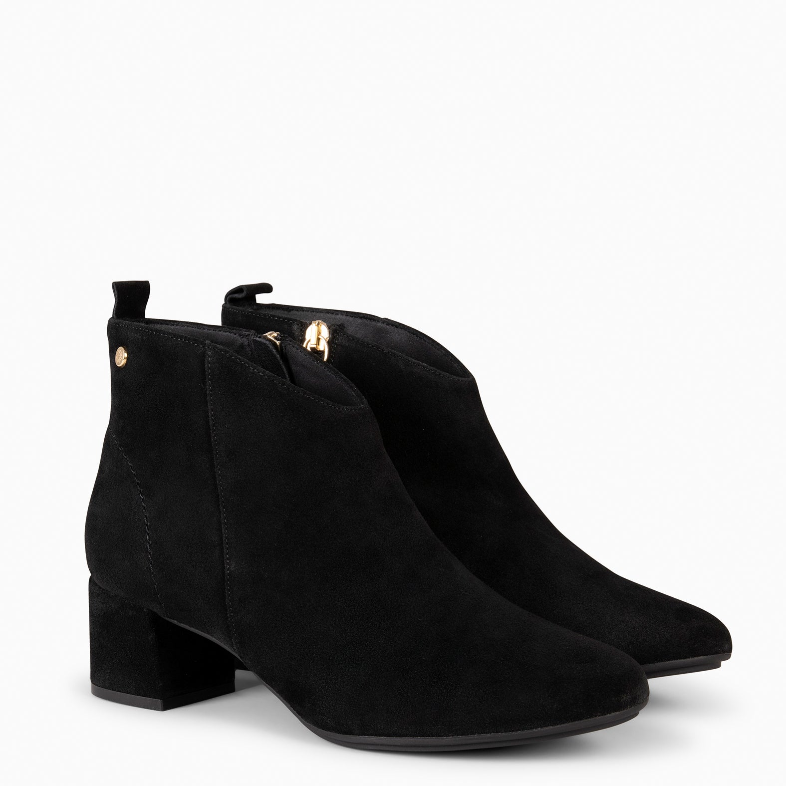 BERNA – Bottines à talon moyen en daim NOIR