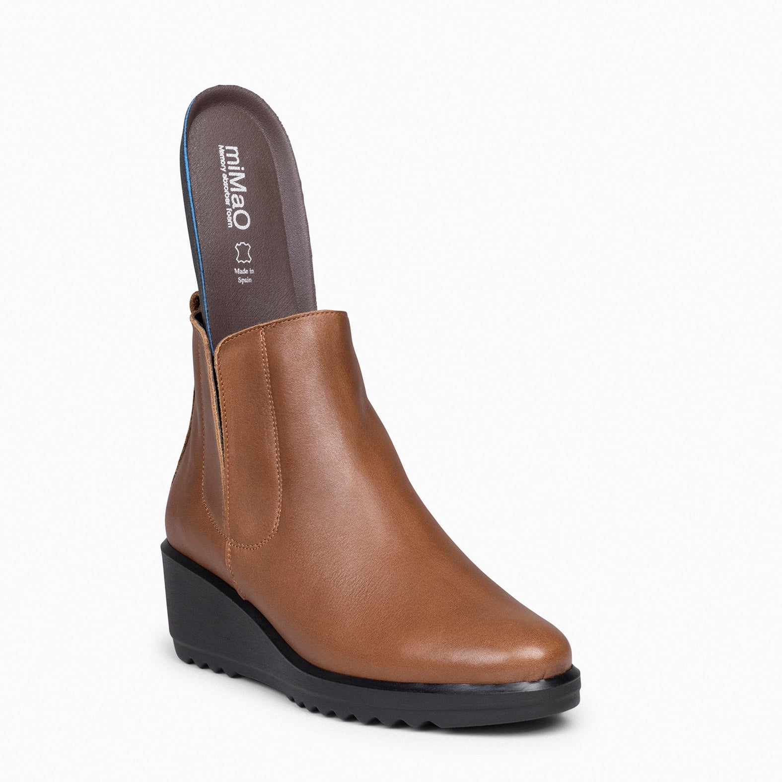 CARLI - Bottines à talon compensé CAMEL pour femme