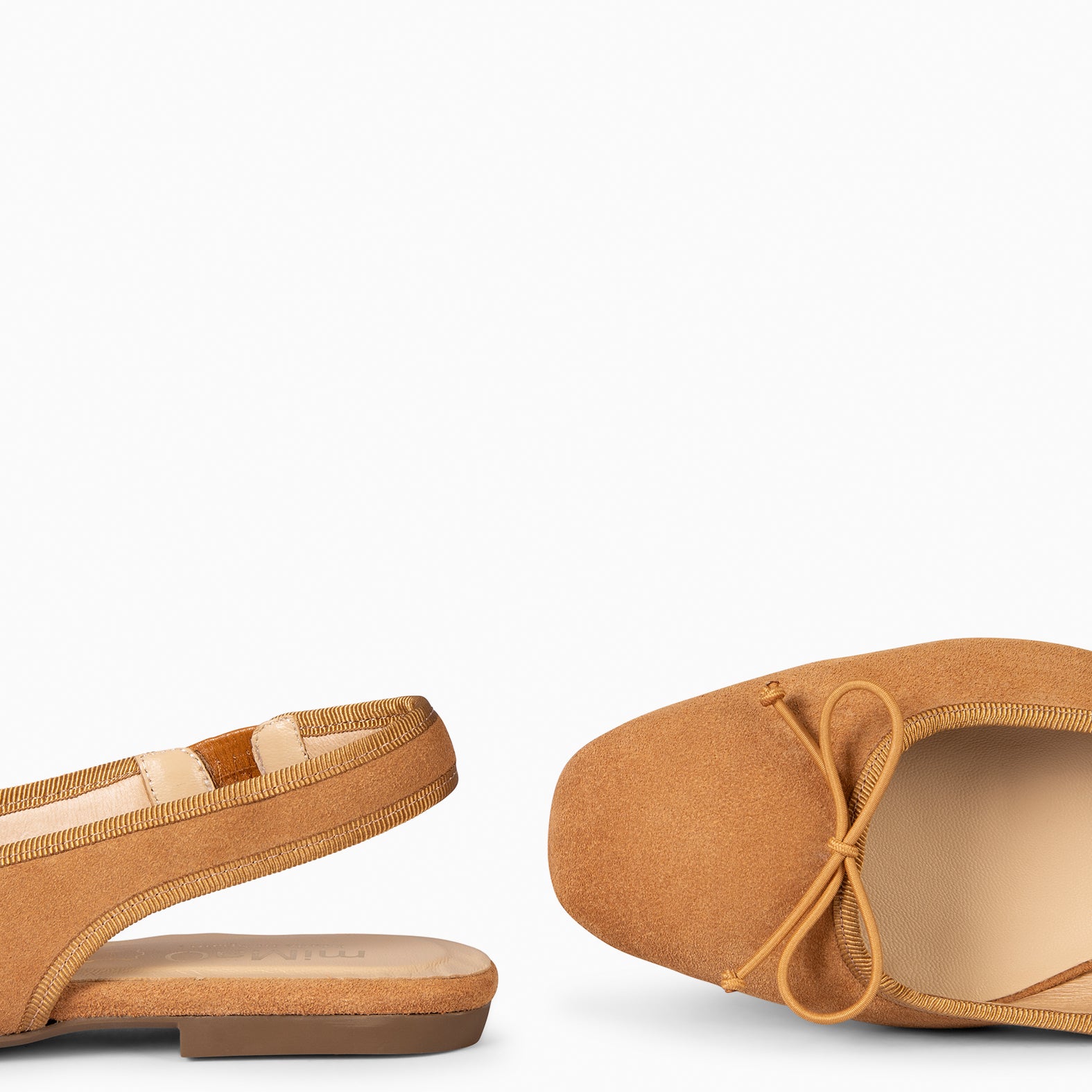 LUNA - BAILARINA DESTALONADA PLANA CON LAZO CAMEL