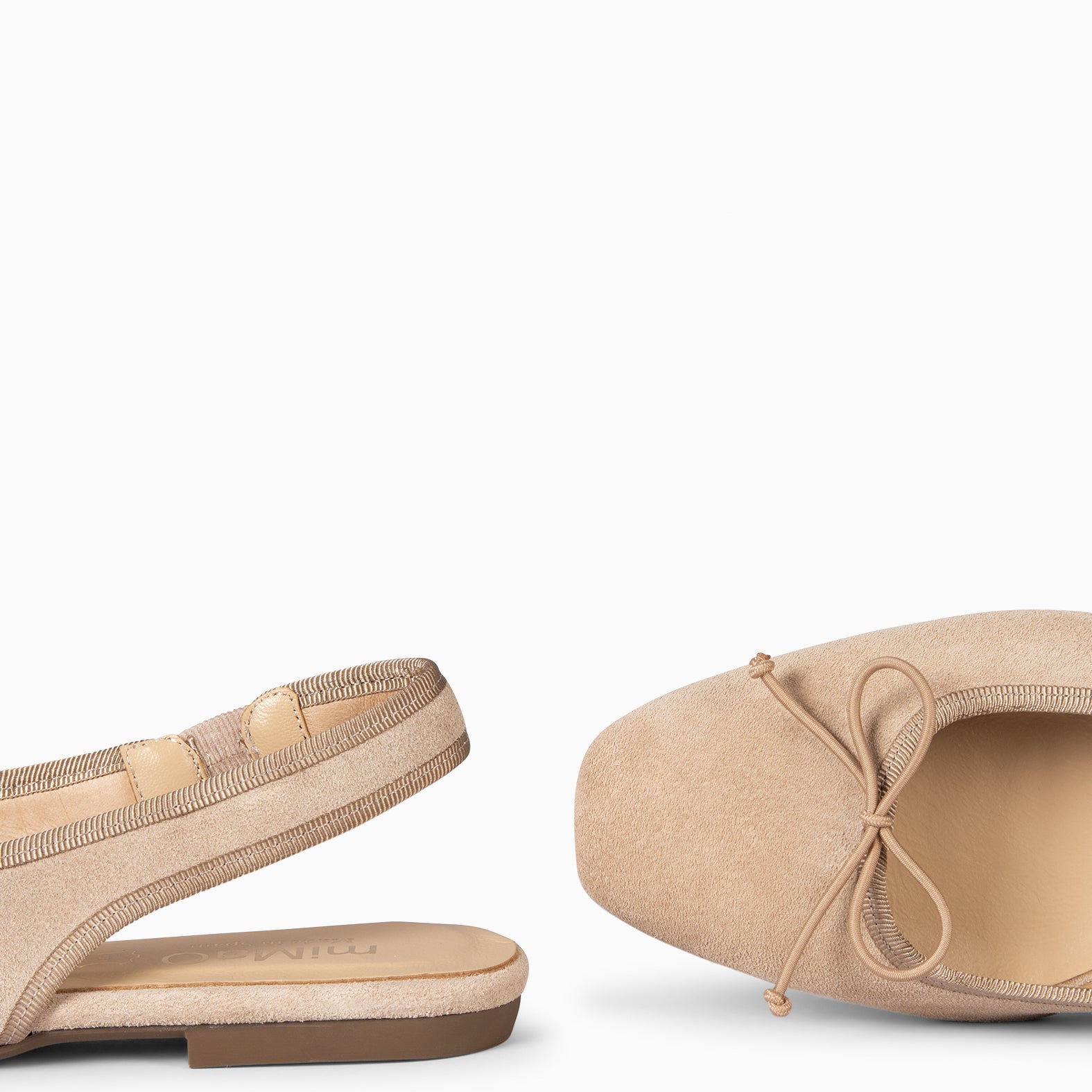 MOON - BEIGE FLAT BALLERINA SLING-BACK WITH LACE