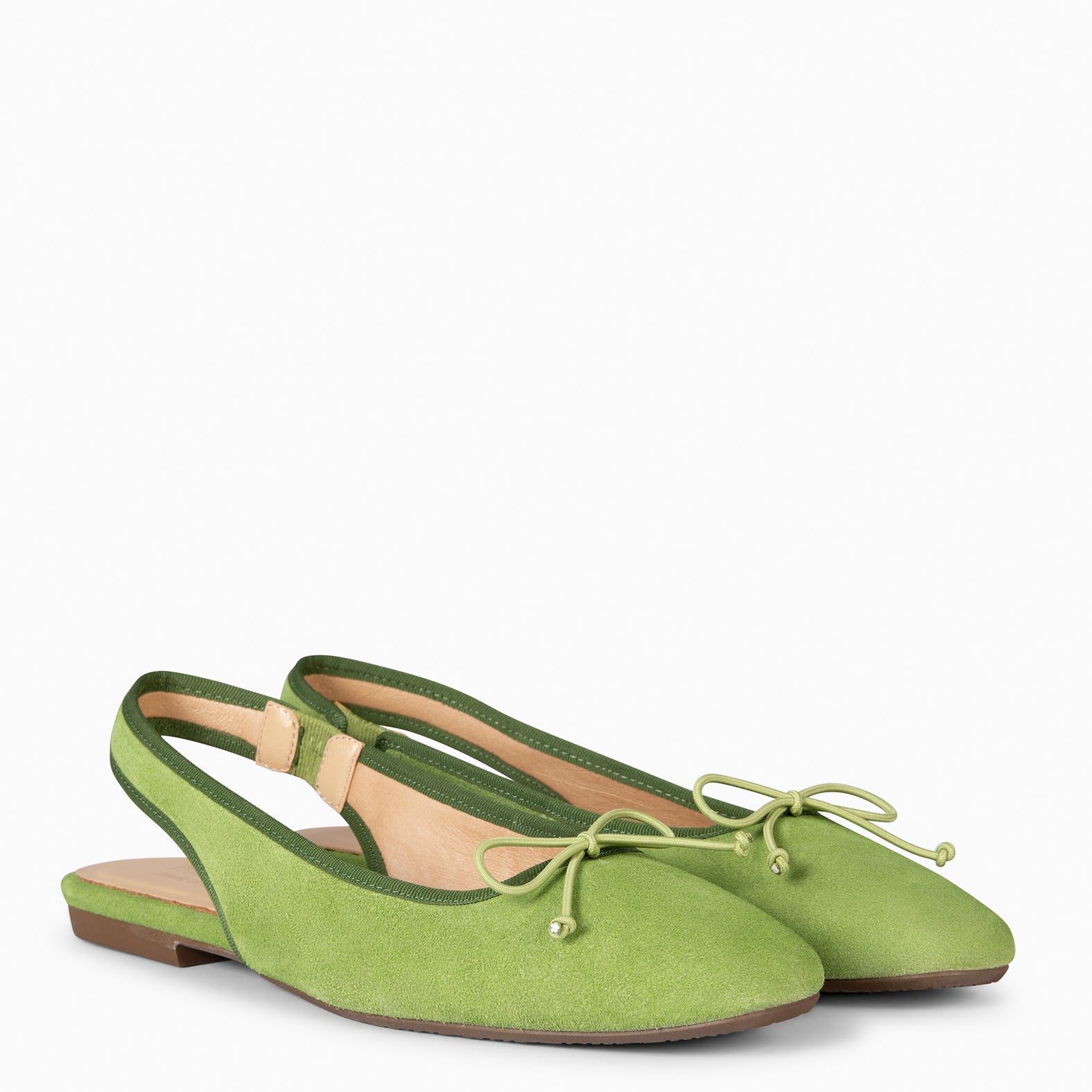 MOON - GREEN FLAT BALLERINA SLING-BACK WITH LACE