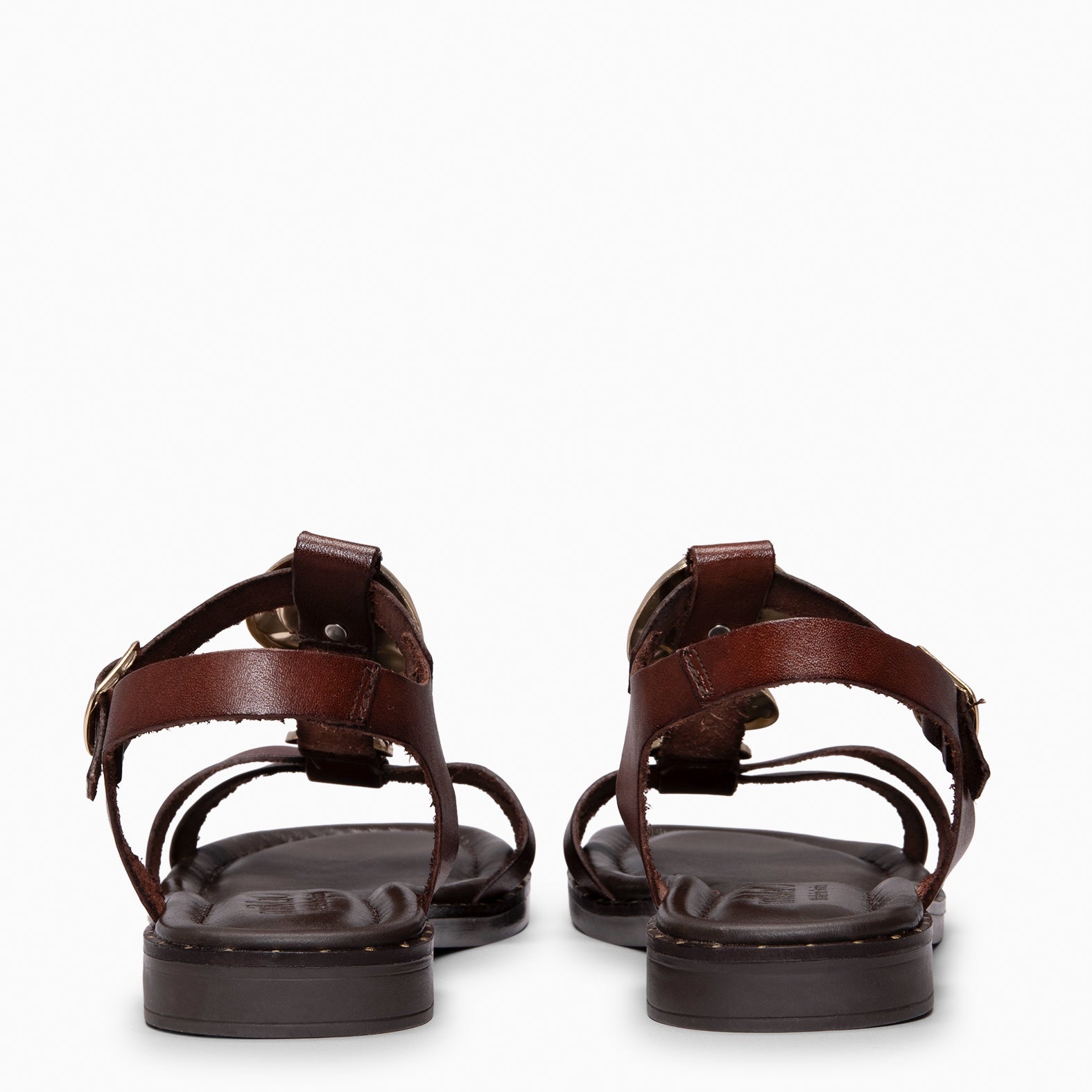 THALIA - Sandalias de piel planas MARRON