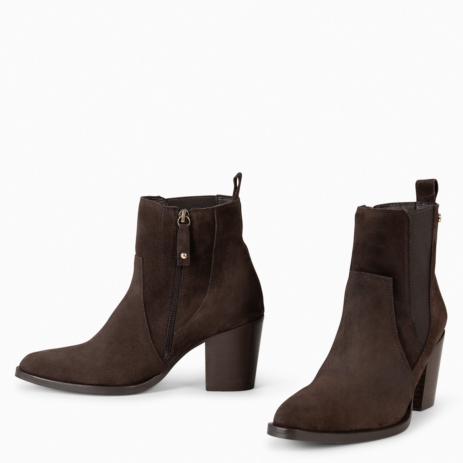 AMBER – Bottines à talon type Chelsea MARRON