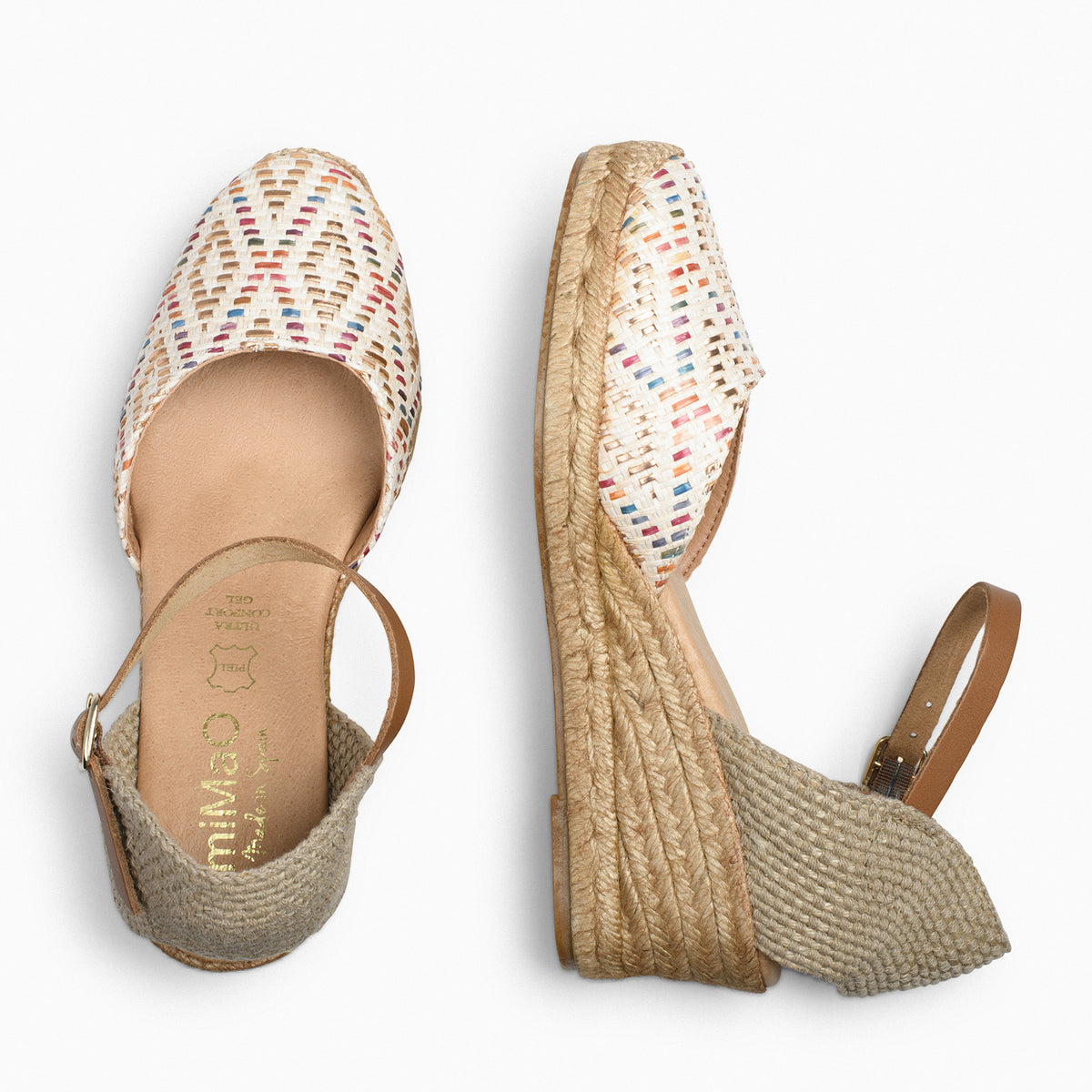 JAVEA – Espadrilles à talon raphia BLANC