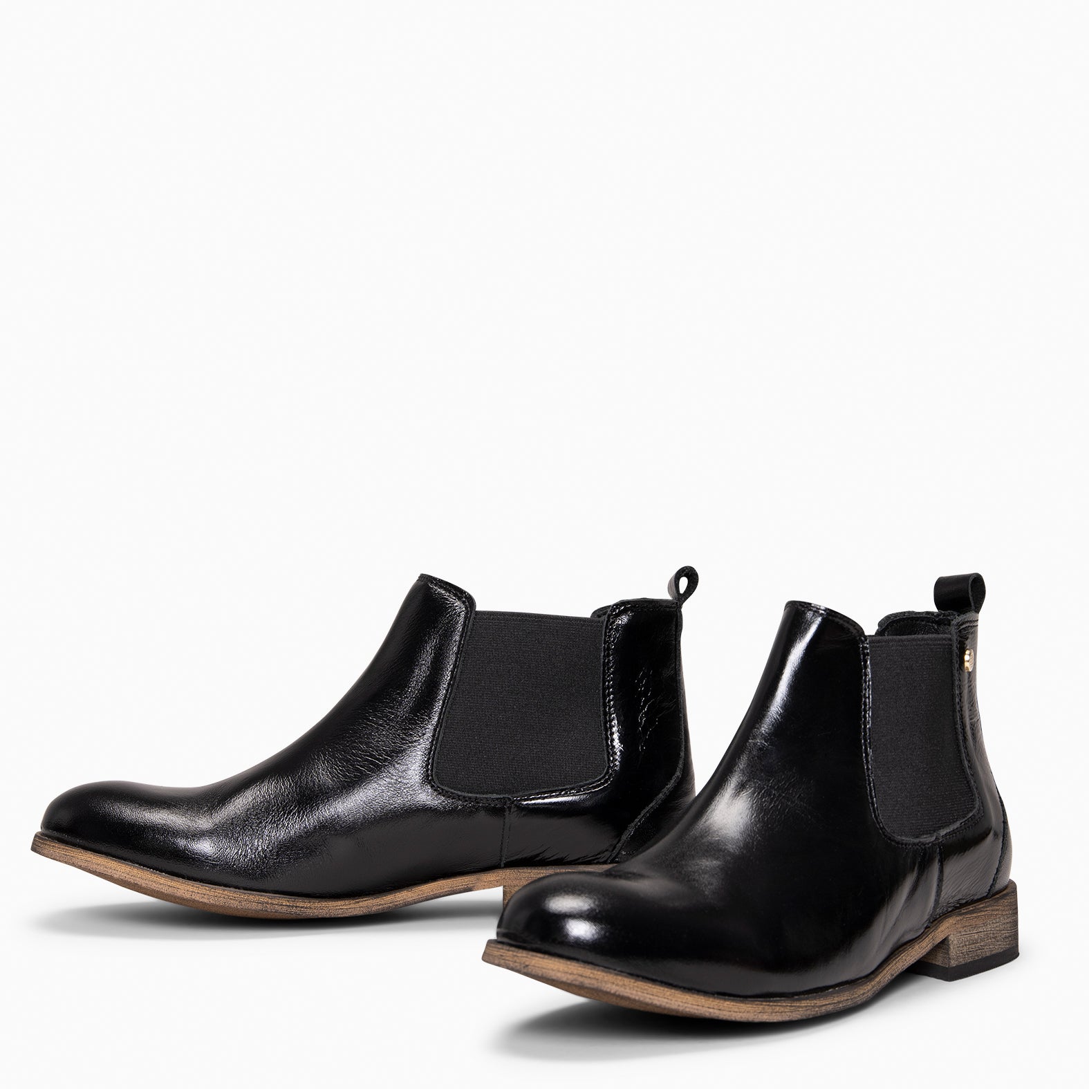 CLAIRE - Botín de serraje estilo Chelsea NEGRO CHAROL